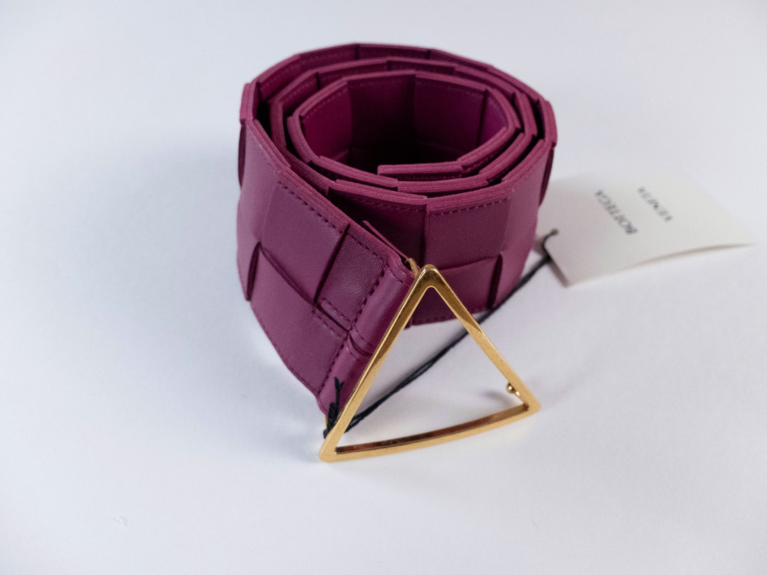 Bottega Veneta BOTTEGA VENETA pink intrecciato woven triangle belt 80 Size ONE SIZE - 1 Thumbnail