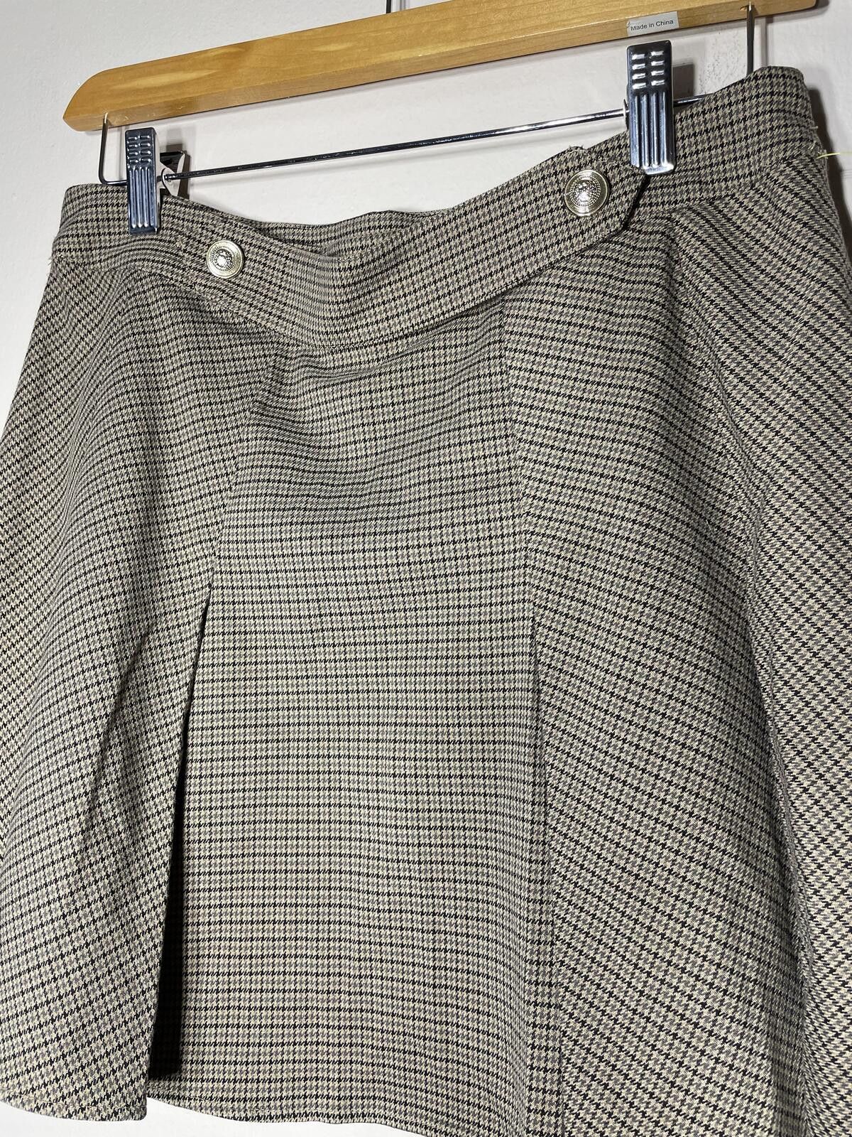 H&M H&M Pleated Mini Skirt Taupe Houndstooth Academia Preppy S Size 28" / US 6 / IT 42 - 5 Thumbnail