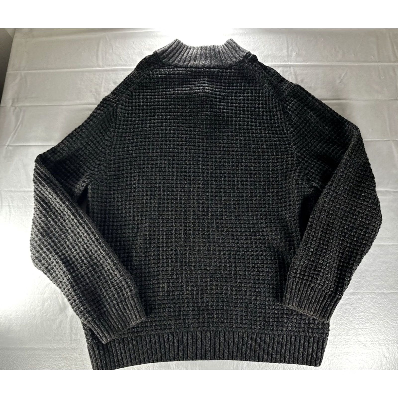 Vintage Tassa Elba S.p.A. Mens Large Charcoal Grey 100% Cotton Waffle-Knit Crewneck Sweater Knit Pullover Size US L / EU 52-54 / 3 - 2 Thumbnail