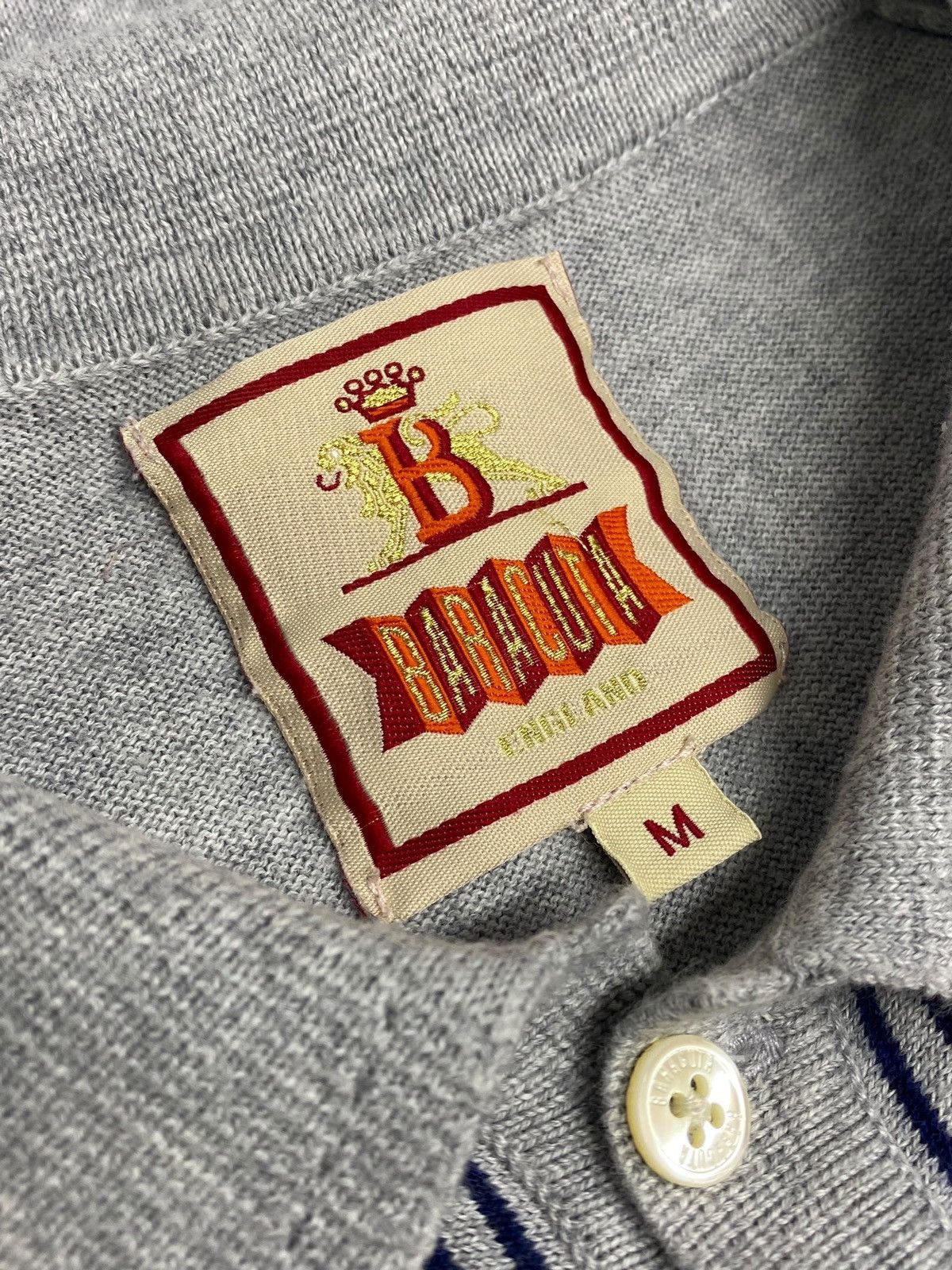 Baracuta Vintage Baracuta Knit Polo T-shirt Grey Blue Sripes Size US M / EU 48-50 / 2 - 6 Thumbnail