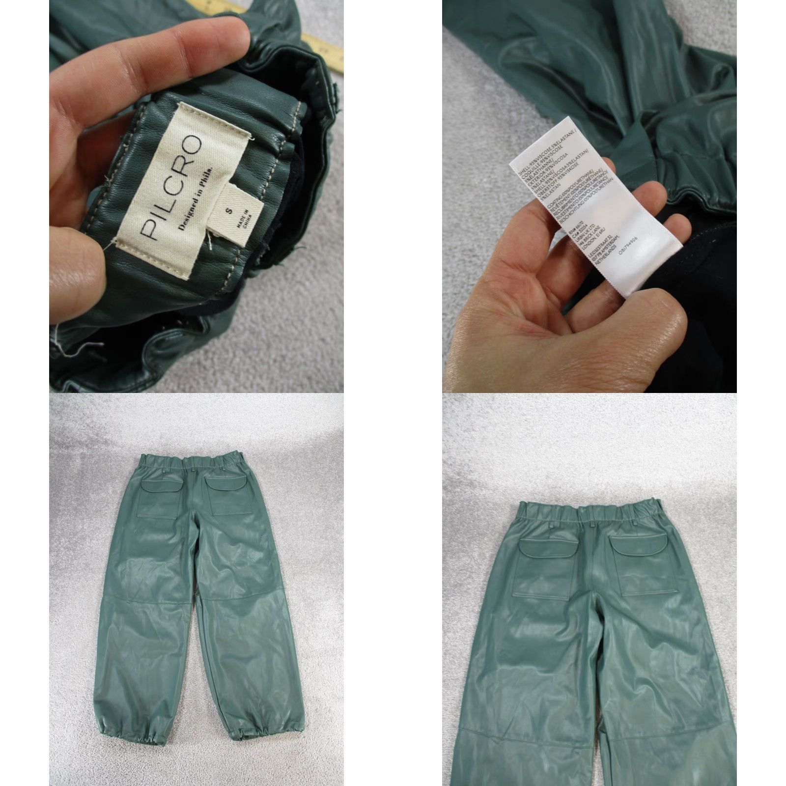 Anthropologie Pilcro By Anthropologie Joggers Womens S Green Faux Leather Size 28" / US 6 / IT 42 - 8 Thumbnail