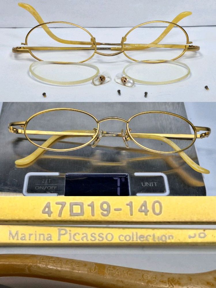 Vintage Marina Picasso Collection Oval Gold Glasses Frame 47-19 Size ONE SIZE - 7 Thumbnail