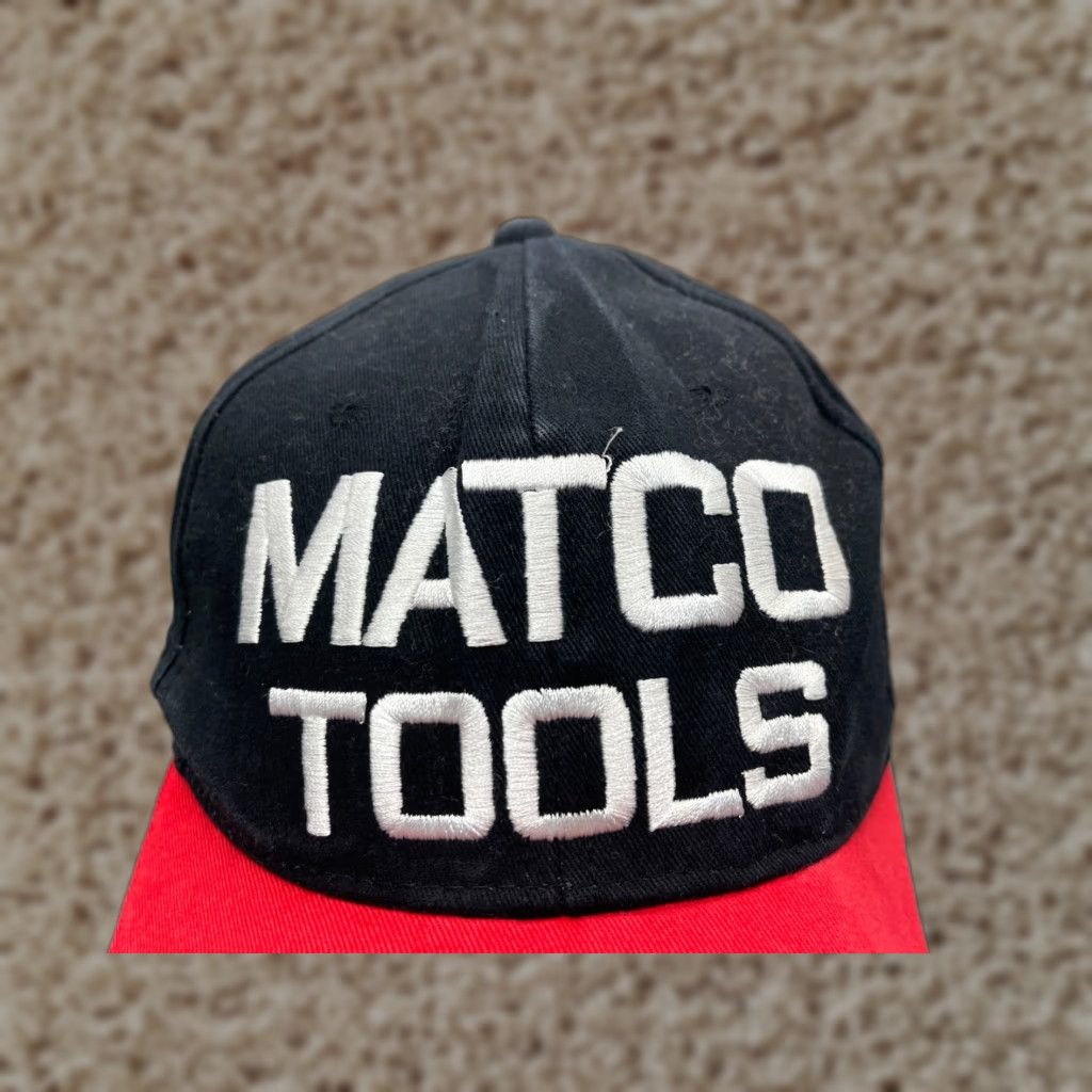 Vintage Matco Tools Hat Cap Snap Back Adult One Size Black Red Cotton Mechanic Workwear Twill Logo Tools Baseball Cap Mens Size ONE SIZE - 1 Thumbnail