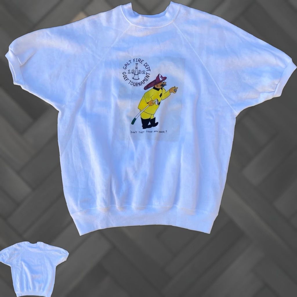 Tultex Vtg Galt Fire Dept Golf Tournament 1992 Raglan Sweatshirt Short Sleeve Tultex White L Mens Size US L / EU 52-54 / 3 - 1 Thumbnail