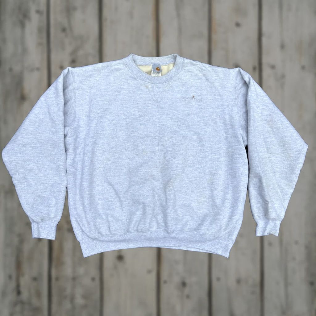 Carhartt VINTAGE Carhartt Sweatshirt 2XL Gray Thermal Lined Heavyweight Crewneck K130 ASH Mens Sweatshirt Size US XXL / EU 58 / 5 - 1 Thumbnail