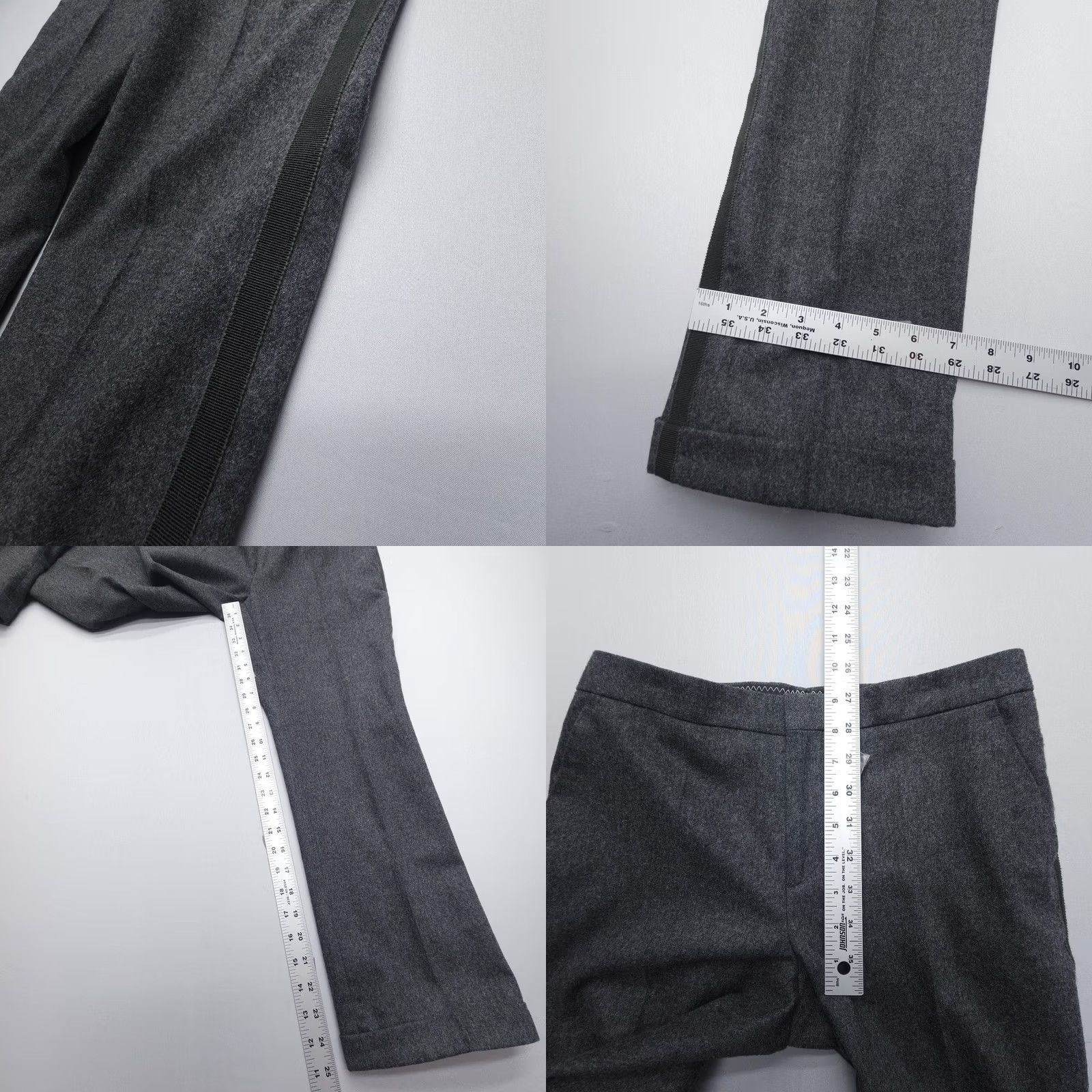 Vintage Et Vous Paris Wool Cashmere Crop Dress Pants Trousers 36 EU (USA 4) Gray Stripe Dress Pants Womens Regular Gray Cotton? Size 27" / US 4 / IT 40 - 8 Thumbnail