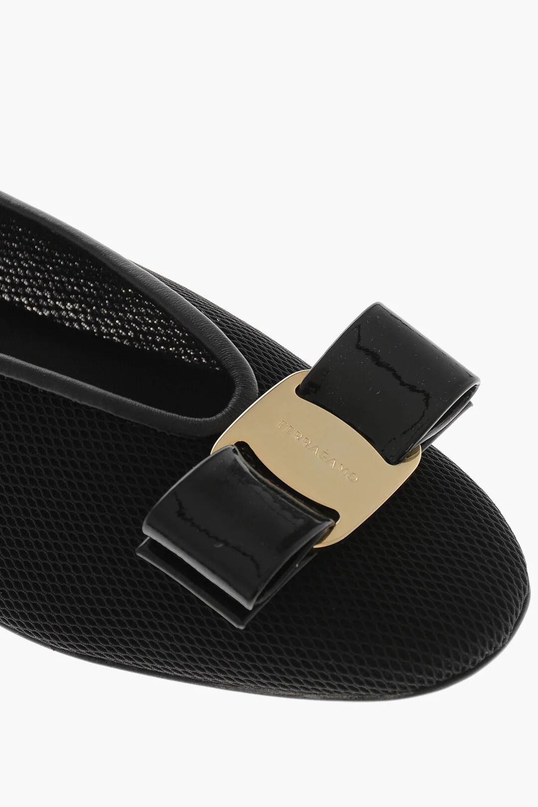 Salvatore Ferragamo og1mm0426 Satin-Effect Leather Ballet Flats in Black Size US 8 / IT 38 - 2 Thumbnail