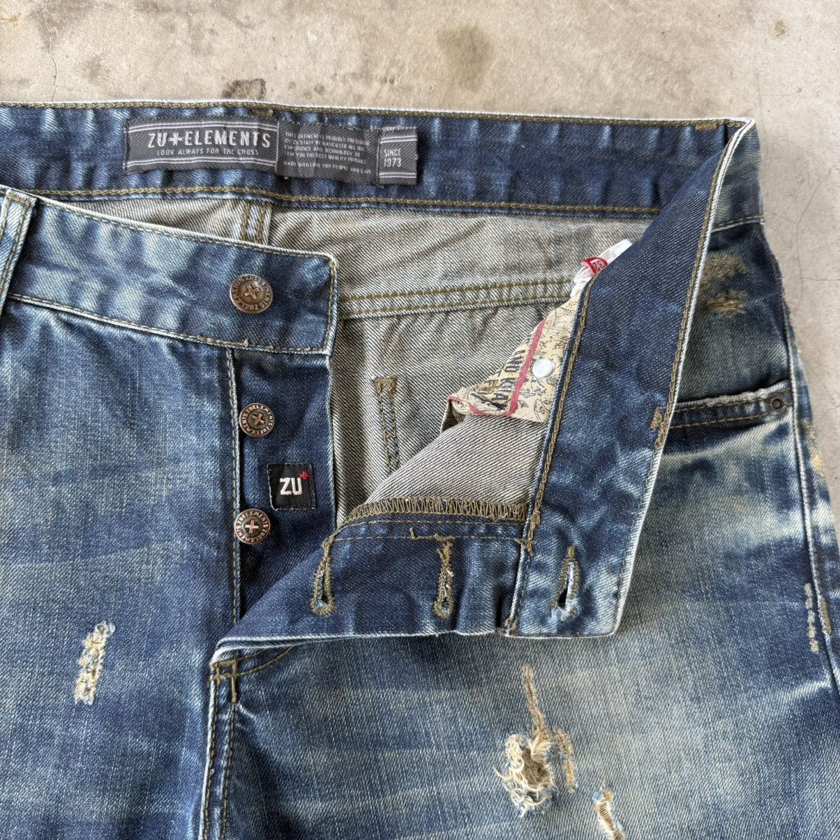 Japanese Brand W34x30.5 Vintage ZuElement Faded Rusty Ripped Denim Jean Size US 34 / EU 50 - 8 Thumbnail