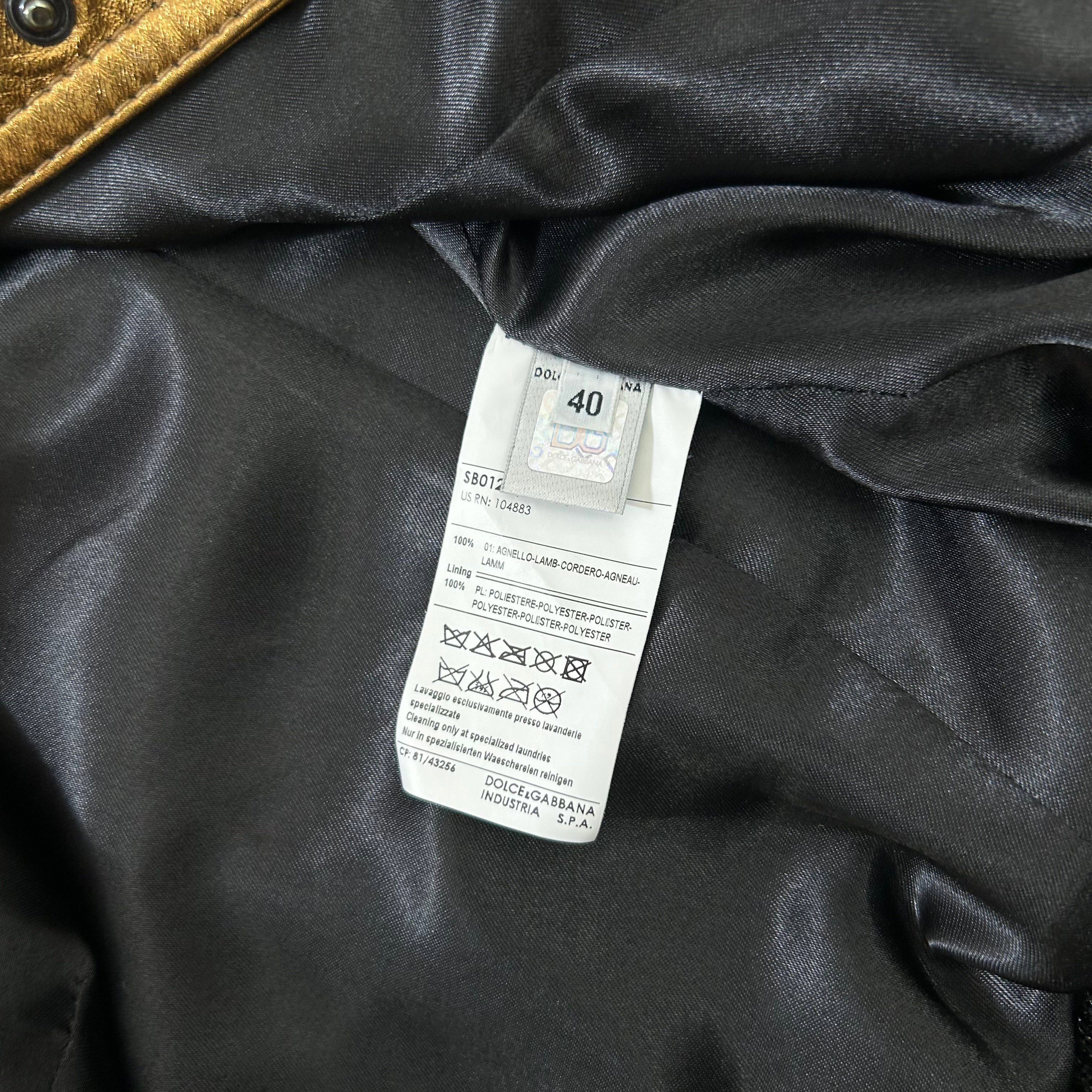 Dolce & Gabbana Dolce & Gabbana 2010s Gold Metallic Leather Jacket Size US S / EU 44-46 / 1 - 6 Thumbnail