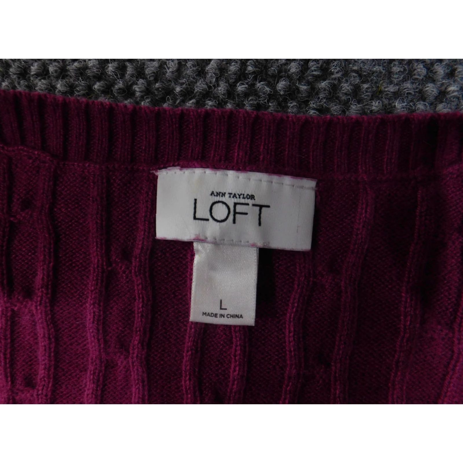 Ann Taylor Ann Taylor LOFT Sweater Womens Large Pink Cable Knit Pullover V Neck Size L / US 10 / IT 46 - 5 Thumbnail