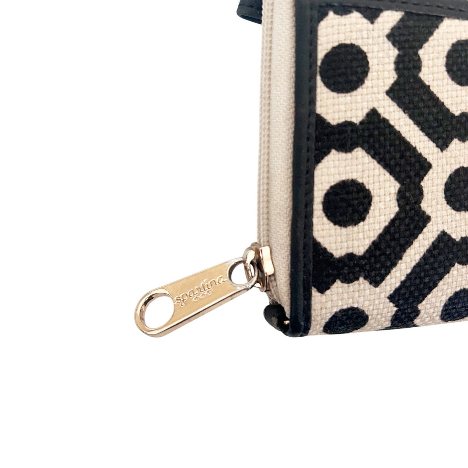 Other Spartina 449 Black Cream Printed Linen Leather Wallet Size ONE SIZE - 4 Thumbnail