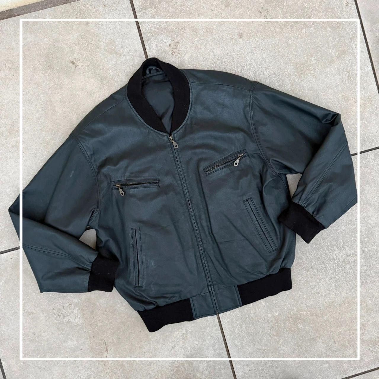 Vintage Vintage 90s Real Leather Jacket Retro Biker Black Boxy Size US M / EU 48-50 / 2 - 2 Thumbnail