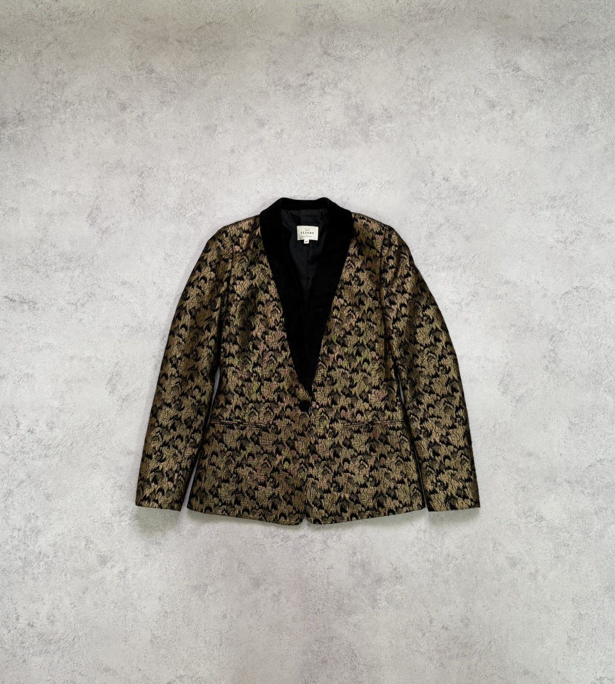 Sezane Sezane Womens Black Gold Jacquard Blazer Jacket Size 36 Size XS / US 0-2 / IT 36-38 - 9 Thumbnail