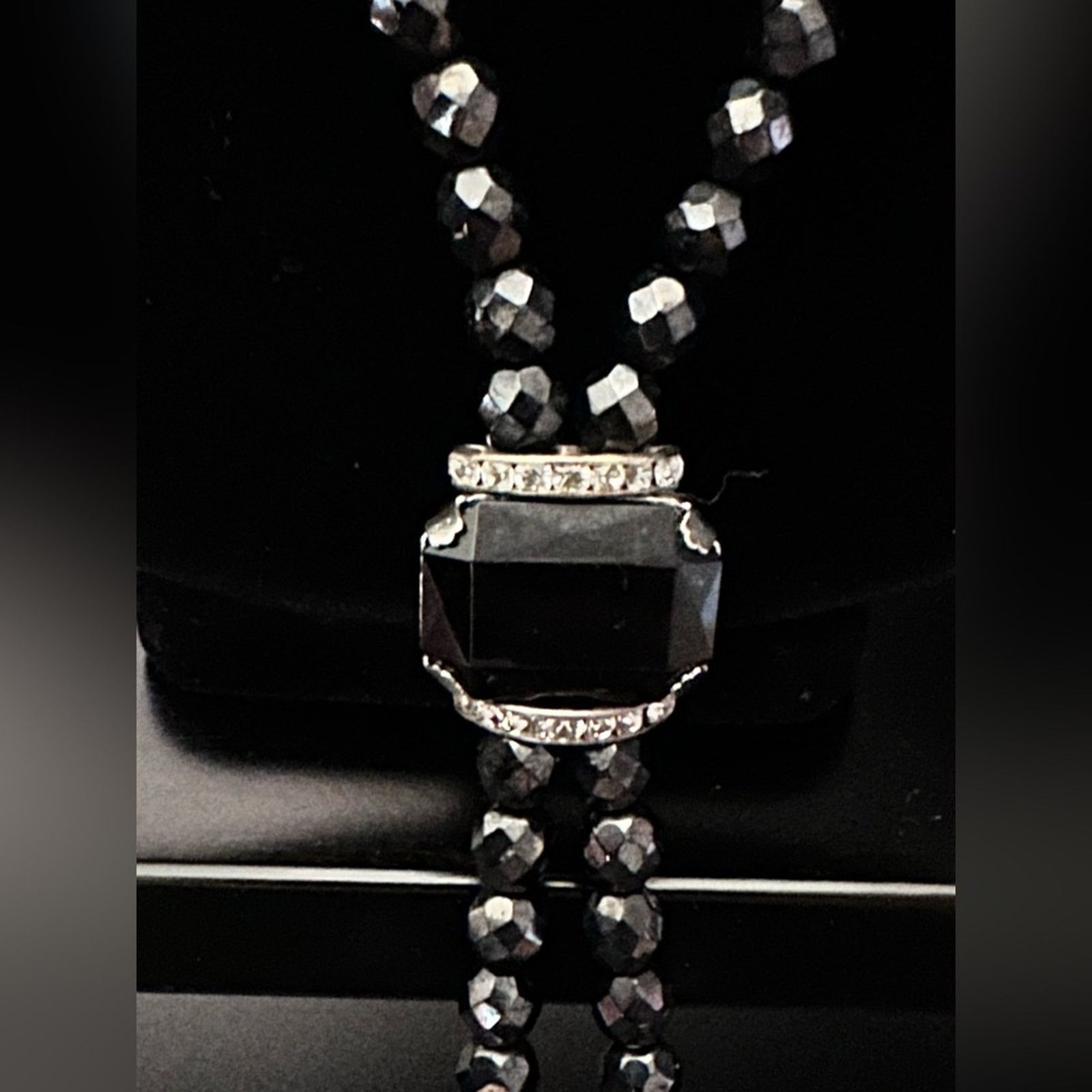 Other Vintage Black Hematite Onyx And CZ Lariat Necklace Size ONE SIZE - 7 Thumbnail