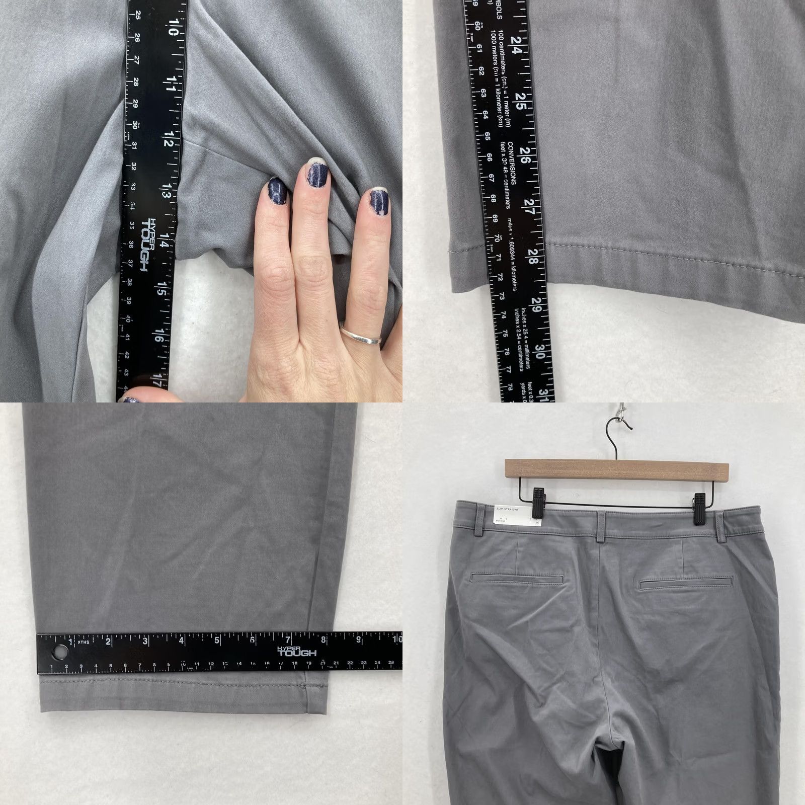 Loft VINTAGE LOFT Outlet Pants Womens 16 Gray Slim Straight Chino Stretch Twill Office Career Size 38" / US 16 / IT 52 - 8 Thumbnail