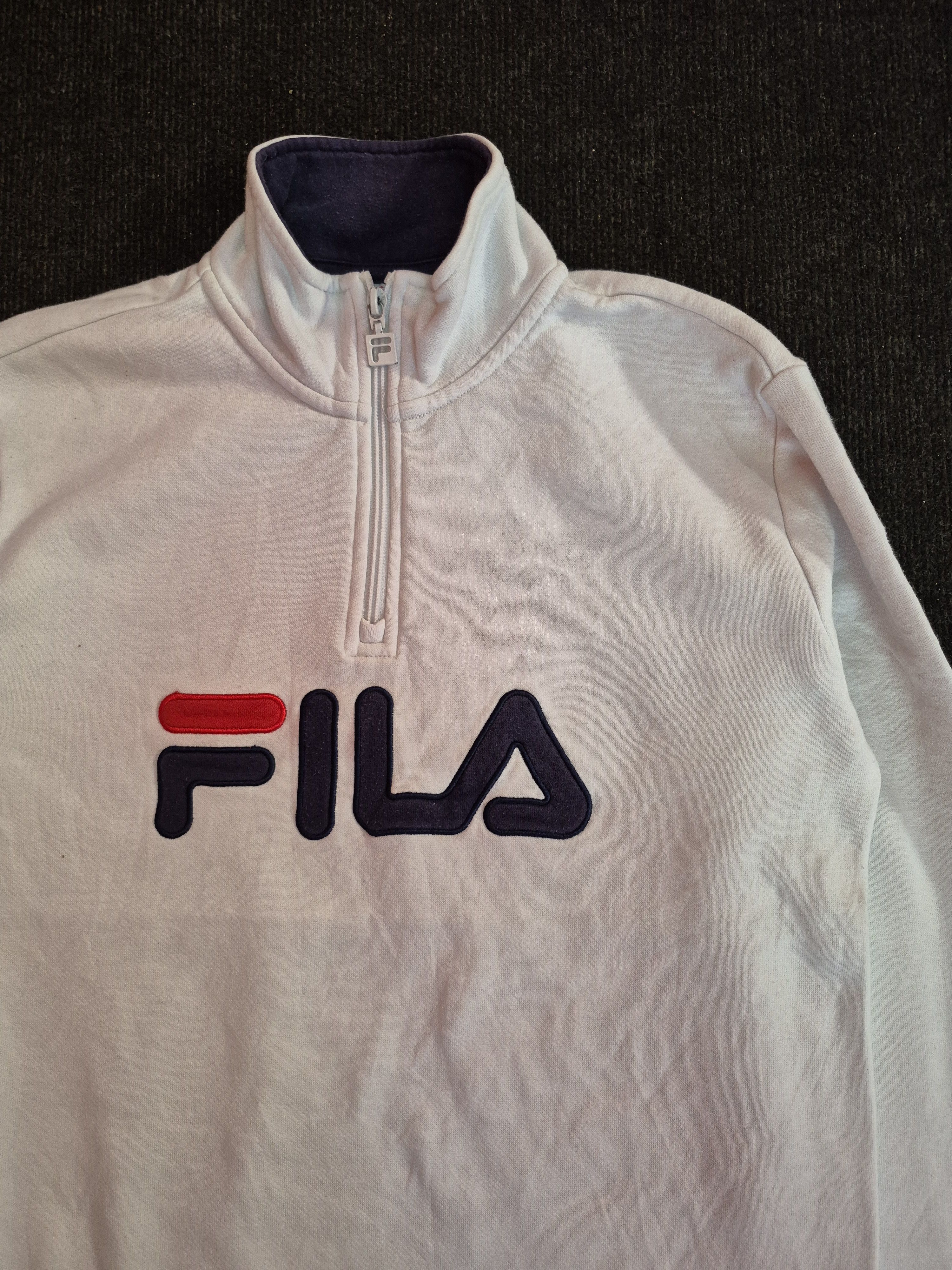 Fila 🔥 Fila Big Logo Spellout Half Zipper Sweater Sweatshirt Size US S / EU 44-46 / 1 - 2 Thumbnail