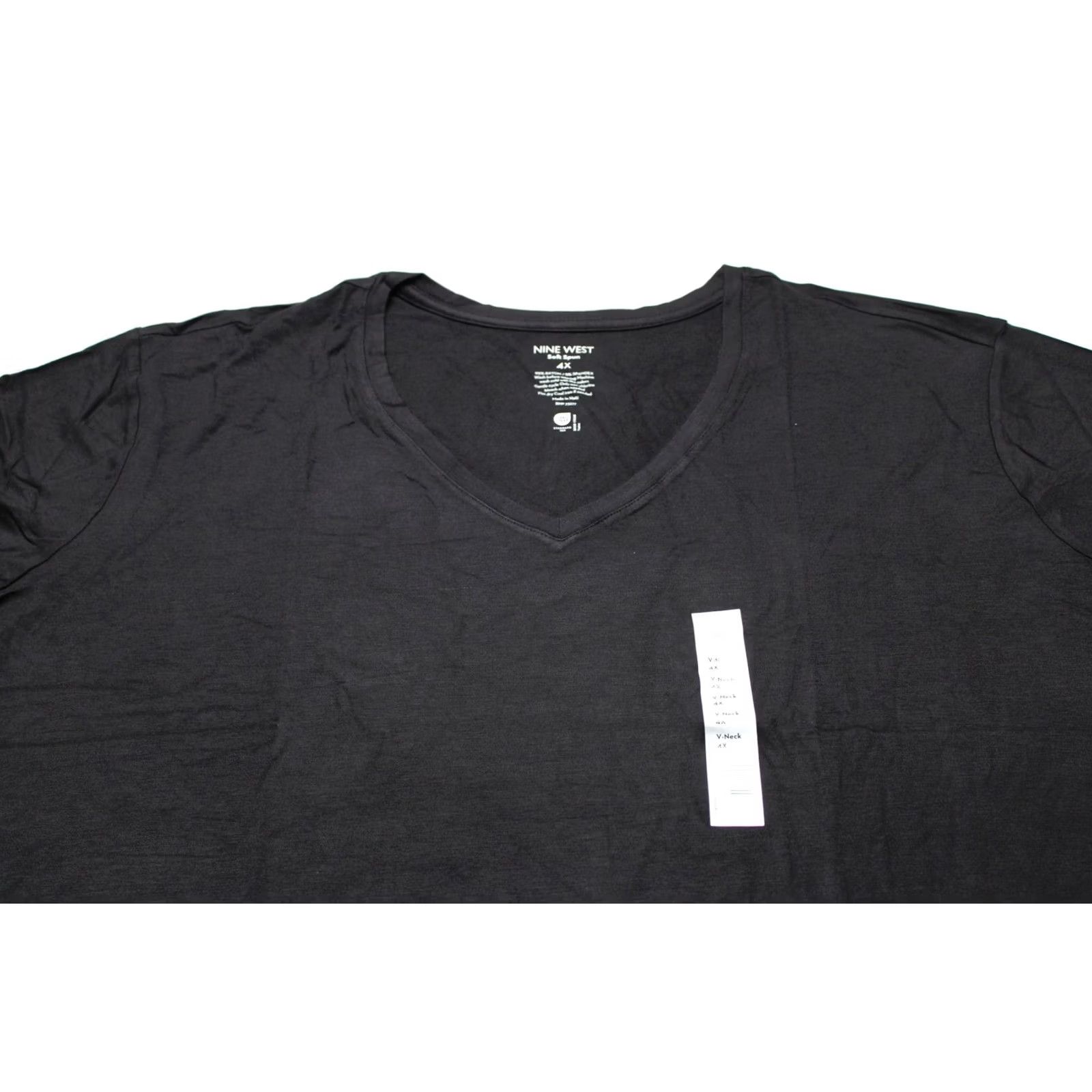 Nine West Nine West Women's Plus Essential Soft Spun V-Neck Tee MS7 Mineral Black Size 4X Size XXL / US 16-18 / IT 52-54 - 2 Thumbnail