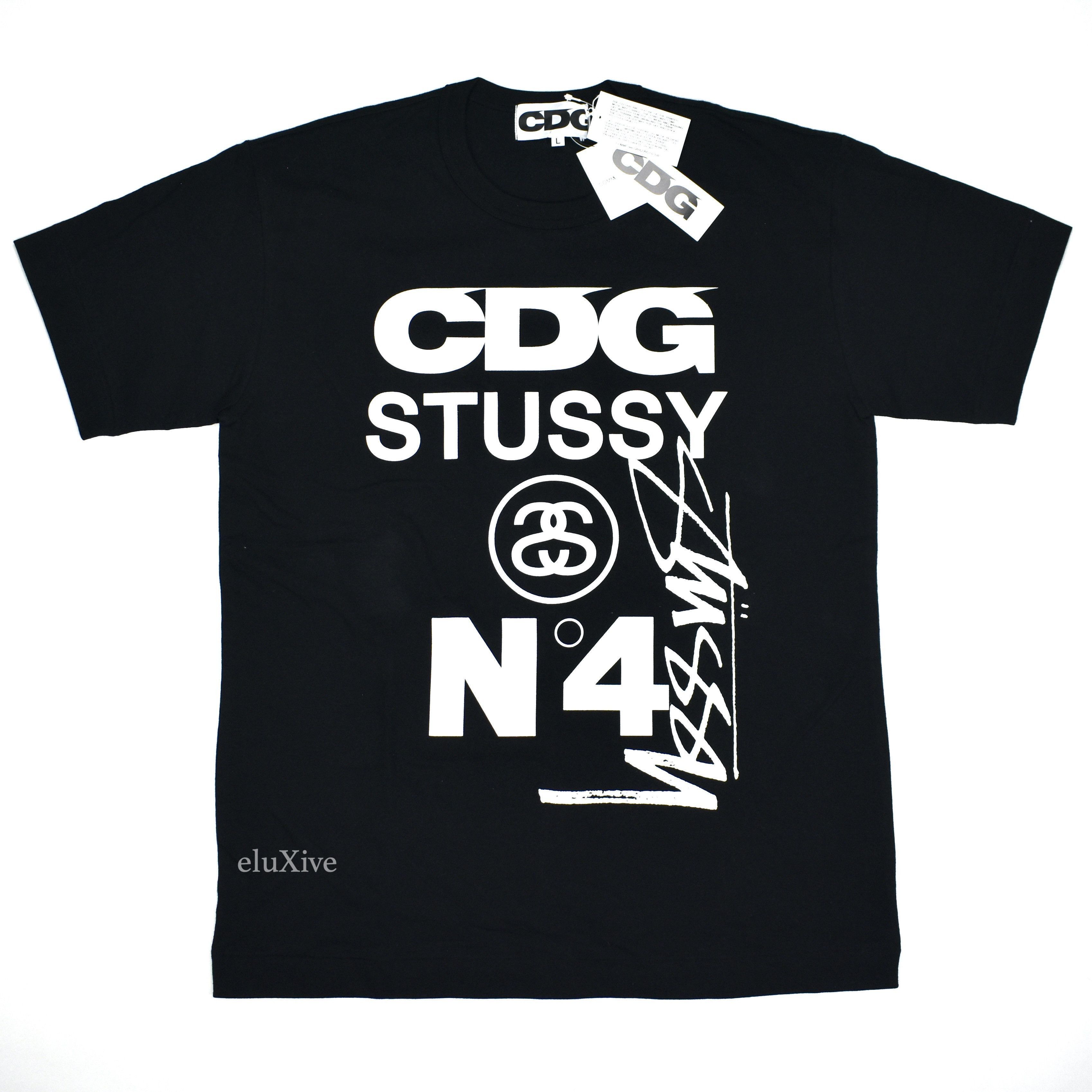 Comme des Garcons × Stussy CDG Stussy No.4 Logo T-Shirt Black DS Size US L / EU 52-54 / 3 - 1 Preview