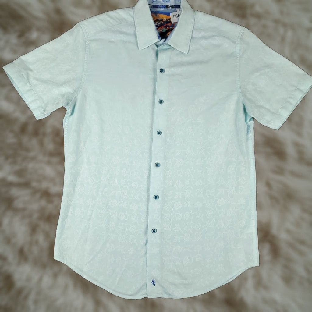 Robert Graham Robert Graham Shirt Mens Small Blue Floral Classic Fit Button Up Short Sleeve Size US S / EU 44-46 / 1 - 1 Thumbnail