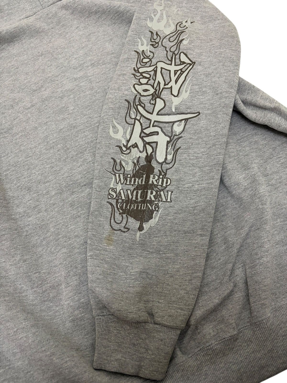 Japanese Brand SAMURAI CLOTHING 🇯🇵 WIND RIP KANJI FLAME SLEEVES GRAPHIC Size US XXL / EU 58 / 5 - 9 Thumbnail