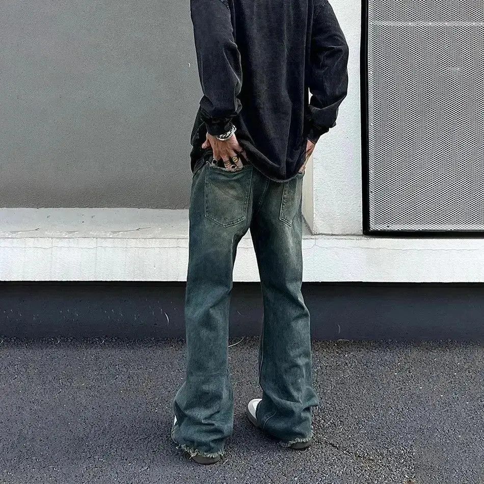 Japanese Brand Flared jeans wide legs ripped vintage baggy pants Y2k Size US 32 / EU 48 - 2 Thumbnail