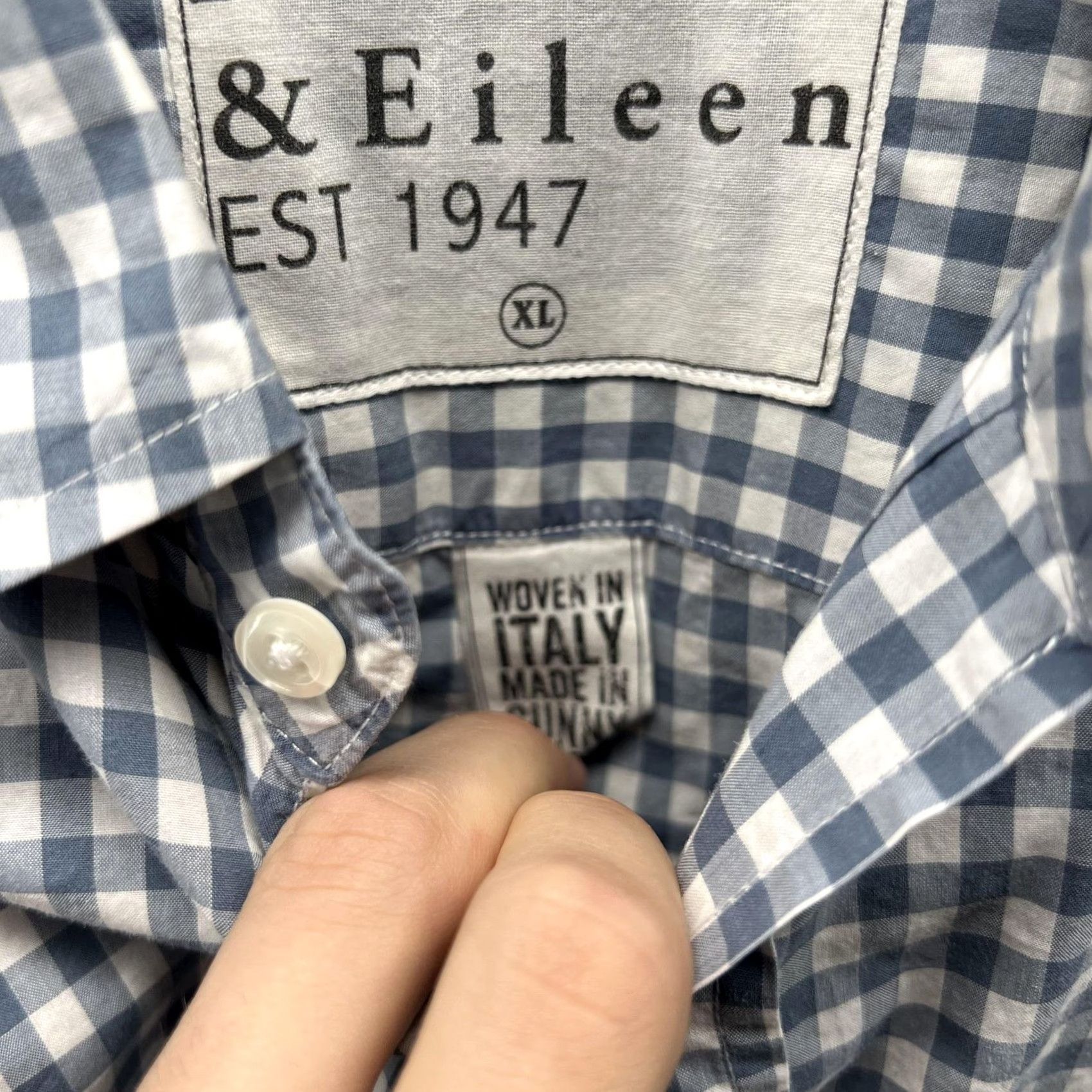 Frank & Eileen Frank & Eileen Shirt Mens XL Blue Gingham Check Button Front Italy Long Sleeve Size US XL / EU 56 / 4 - 6 Thumbnail