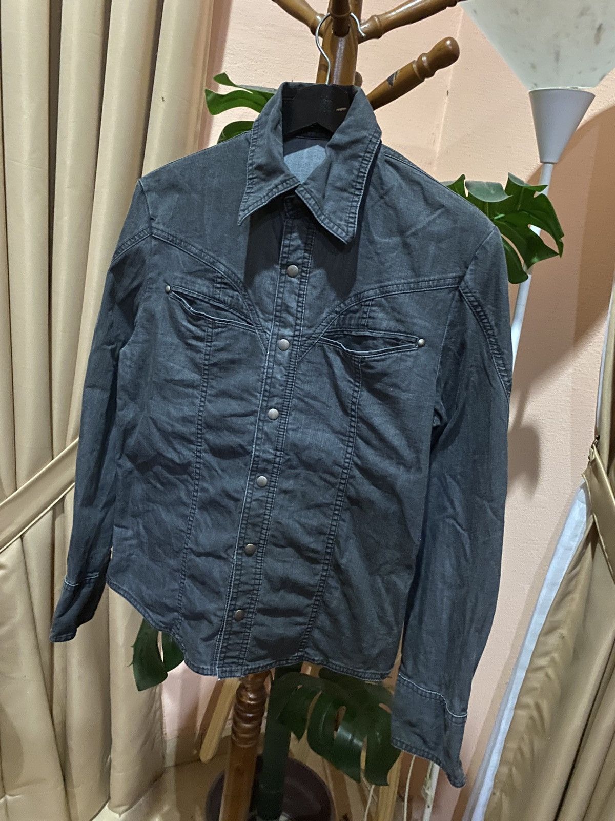 5351 POUR LES HOMMES Vintage 5351 Pour Les Hommes Western Denim Shirt Japan Size US XS / EU 42 / 0 - 4 Thumbnail
