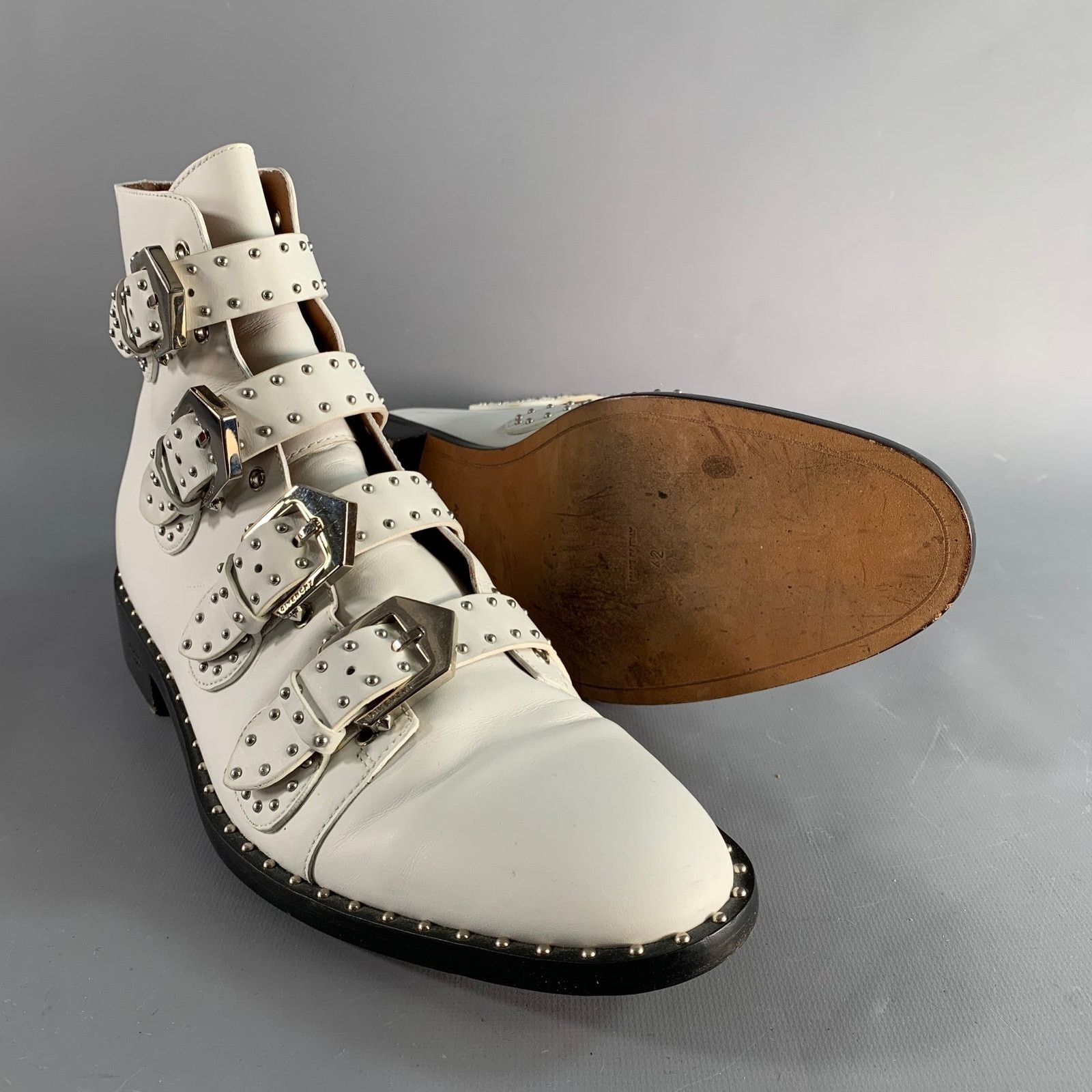 Givenchy GIVENCHY Size 8 White Studded Leather Belted Boots Size US 8 / EU 41 - 5 Thumbnail