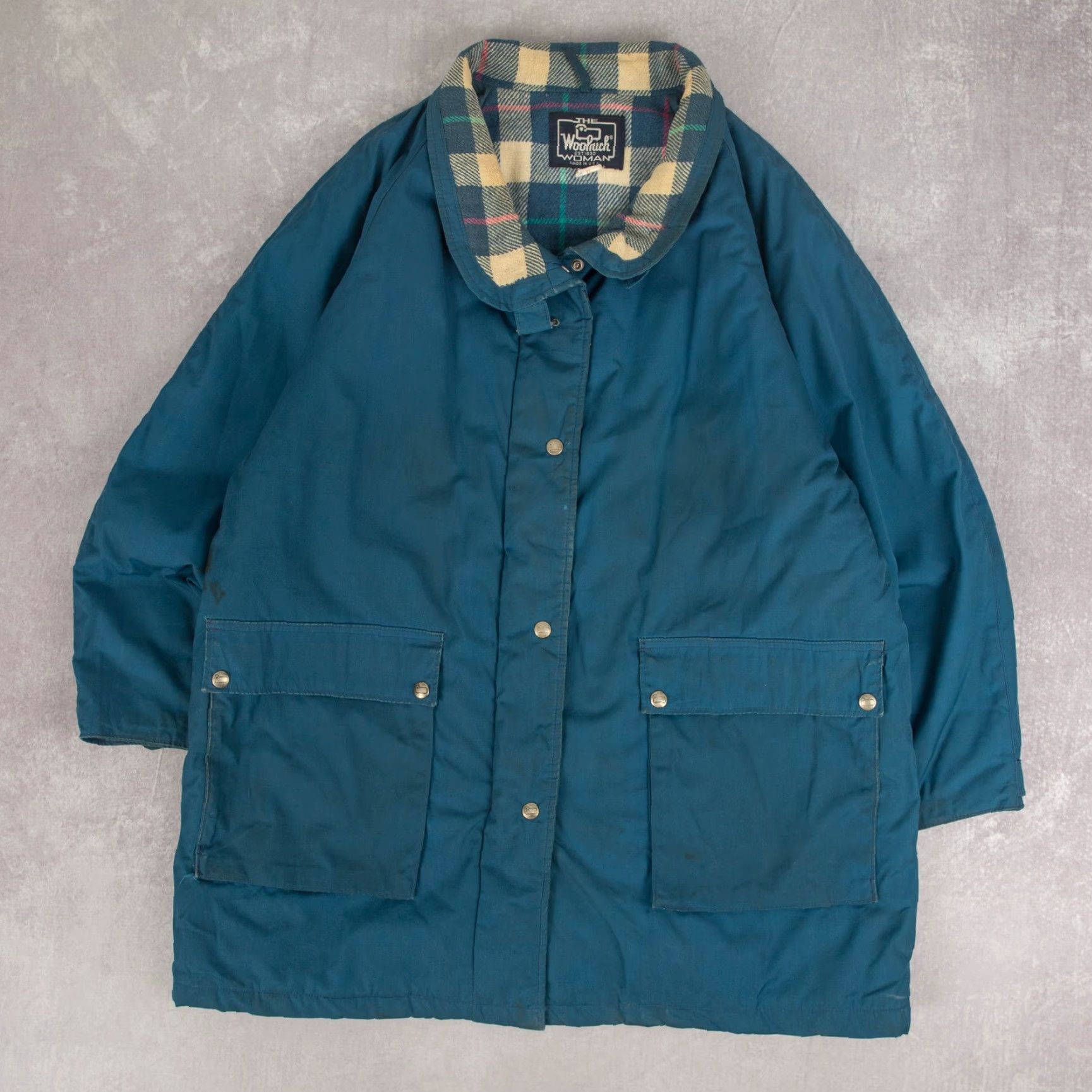 Vintage VINTAGE Woolrich Jacket Womens XL Blue Americana 80s Lined Wool Polyester Short Sleeve? Size XL / US 12-14 / IT 48-50 - 2 Thumbnail