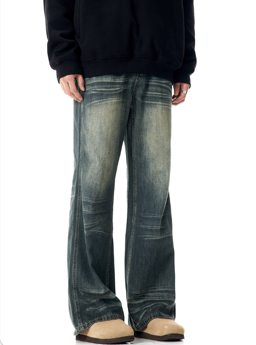 Japanese Brand × Jean Retro straight washed loose wide-leg versatile flared jeans Size US 32 / EU 48 - 2 Thumbnail