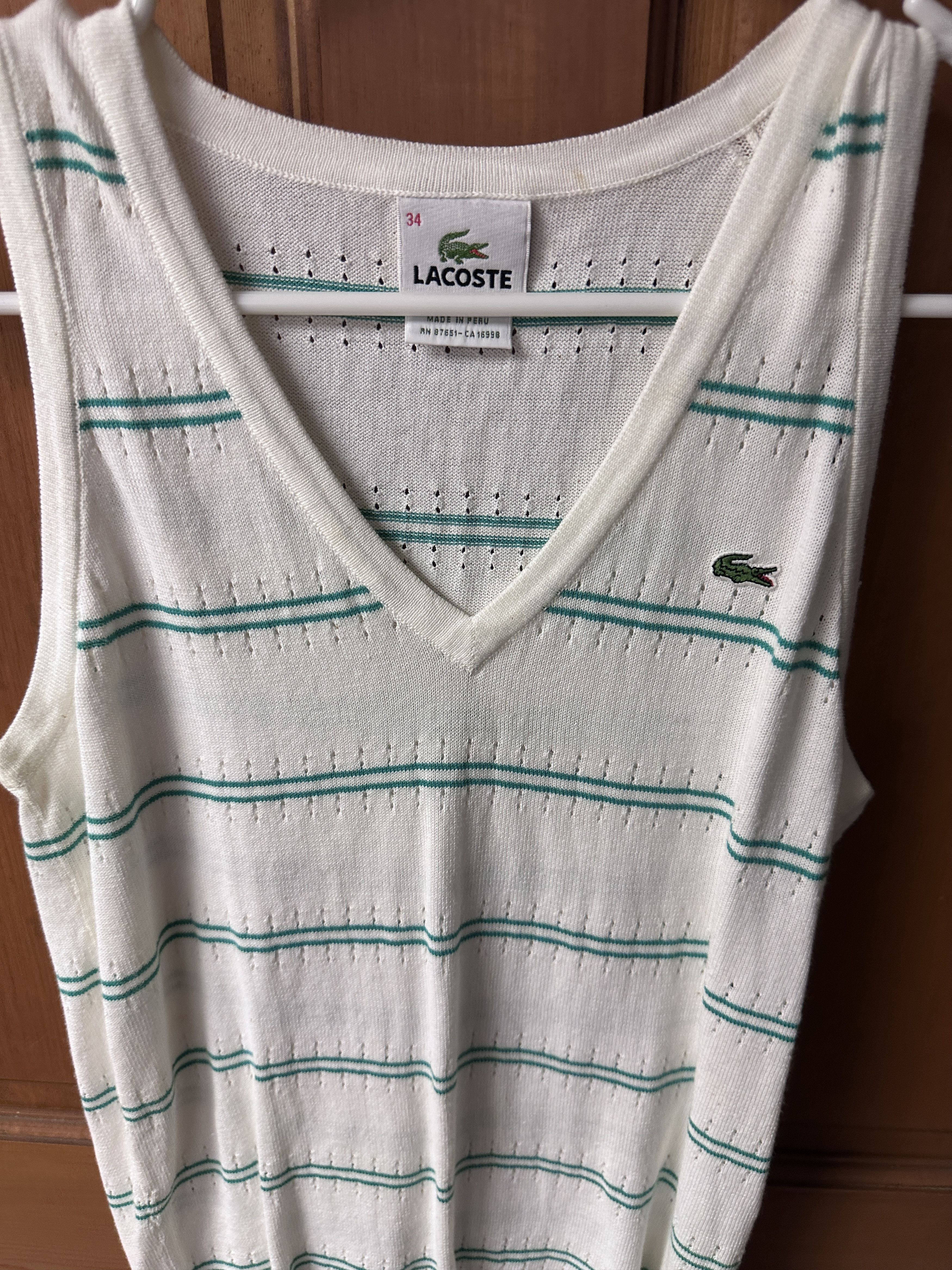 Lacoste Lacoste Women's White and Green Top Size 34 Size XS / US 0-2 / IT 36-38 - 2 Thumbnail