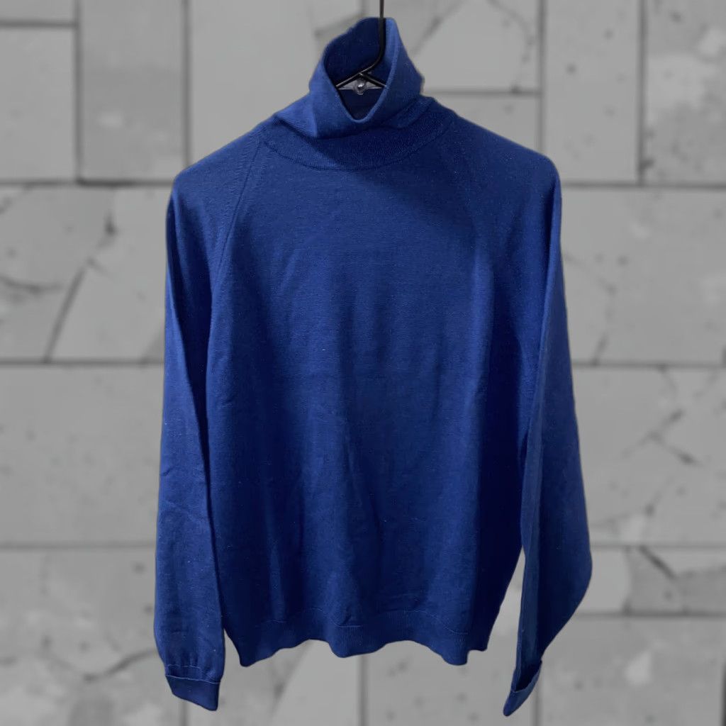 Vintage VINTAGE Thane Moc Neck Sweater Adult Large Blue Solid Mens Size US L / EU 52-54 / 3 - 1 Thumbnail