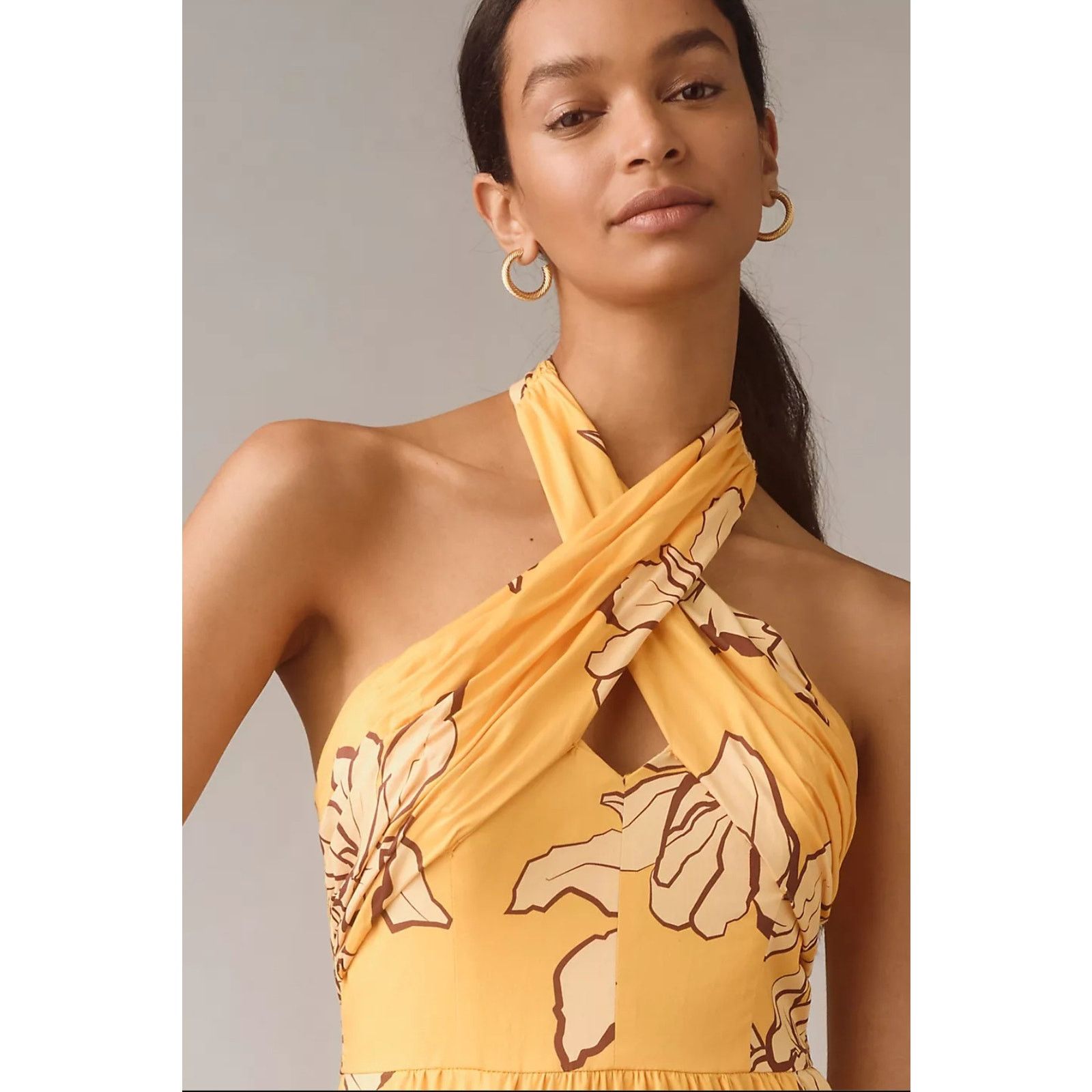 Anthropologie NWT Hutch Floral Halter Maxi Dress $298 SIZE 6 Maize Size M / US 6-8 / IT 42-44 - 3 Thumbnail