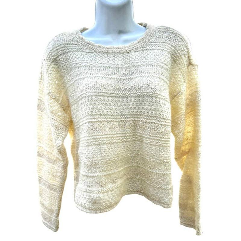 Pull Vintage Russ Sport Années 80 - Taille M, Motifs Perles Et Crochet, Multicolore