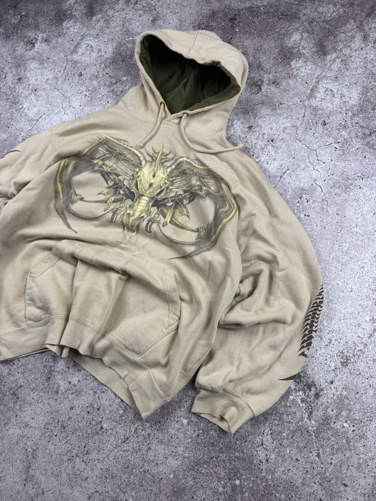 Japanese Brand Vintage 00s Spiral Affliction style dragon hoodie fantasy Size US M / EU 48-50 / 2 - 2 Thumbnail