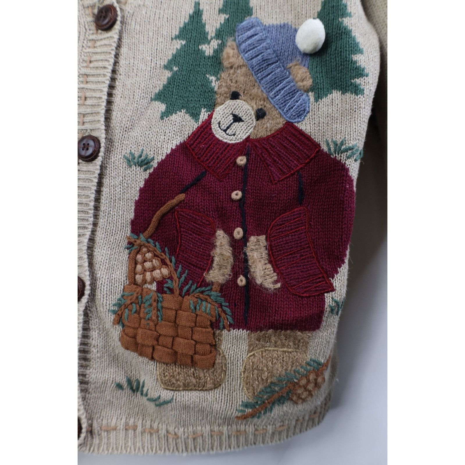 Vintage Vintage 90s Christmas Bear Mohair Blend Cardigan Sweater Size L / US 10 / IT 46 - 6 Thumbnail