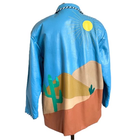 Vintage 80s Hannah Pang Blue Patchwork Leather Jacket - M/L Size M / US 6-8 / IT 42-44 - 9 Thumbnail