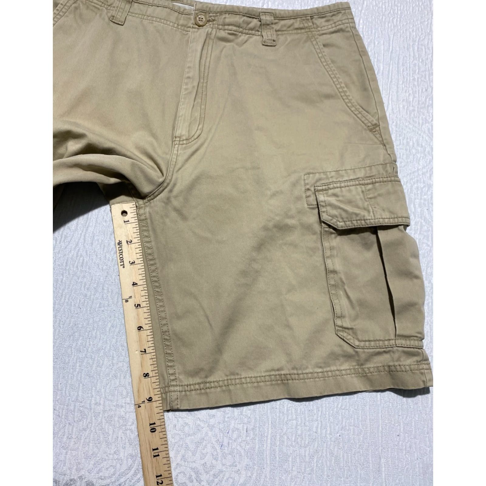Vintage Falls Creek Cargo Shorts Men's Size 34 Beige Canvas 10 In Inseam Pockets Casual Workwear Mens Size US 34 / EU 50 - 6 Thumbnail