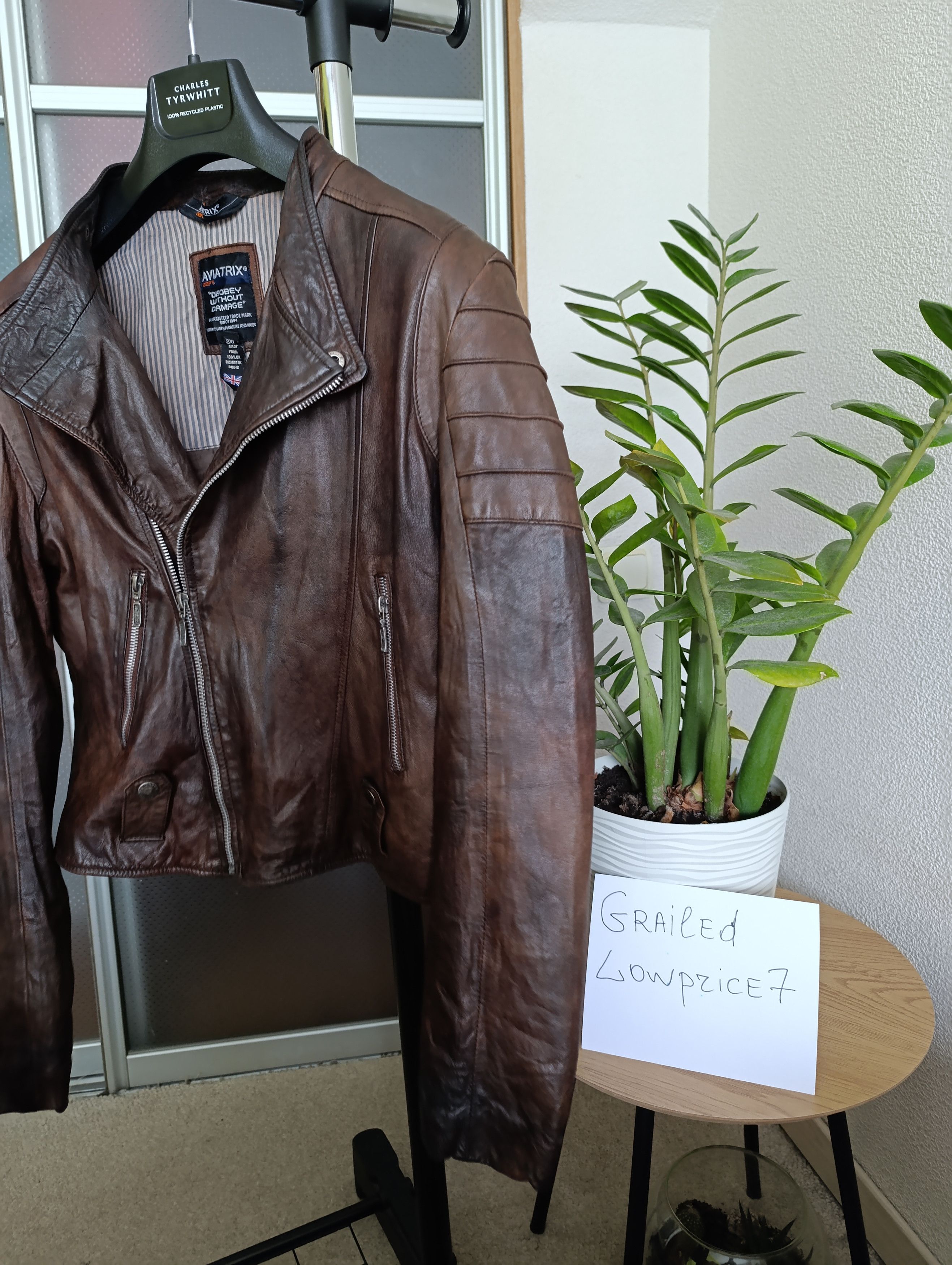 Vintage AVIATRIX WOMEN LEATHER BIKER JACKER Size XXL / US 16-18 / IT 52-54 - 3 Thumbnail