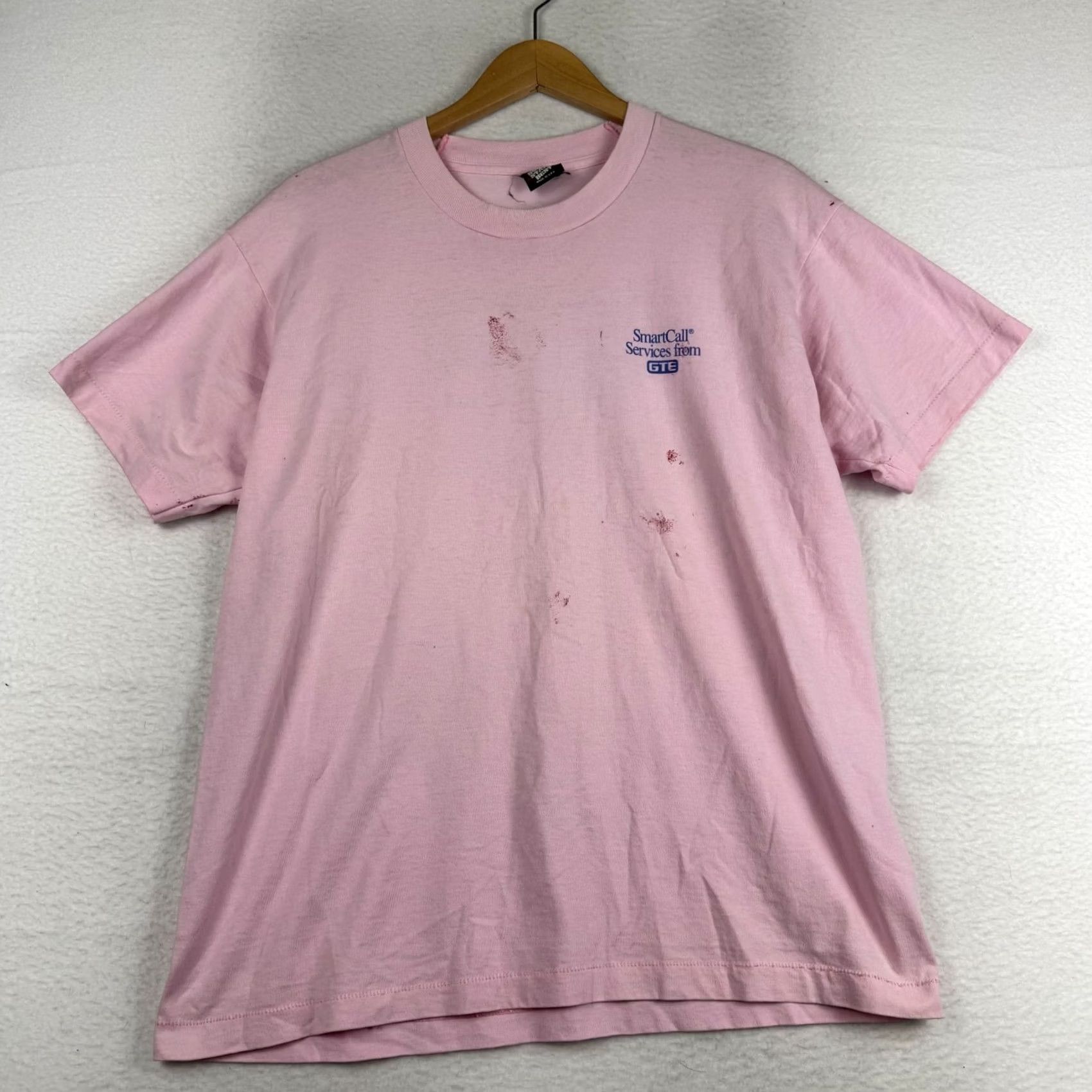 Vintage VINTAGE Screen Stars T Shirt XL Pink 80s 90s Graphic Tee Short Sleeve Unisex Cotton Blend Pastel Pink Single Stitch Mens Womens Boys Girls Size US XL / EU 56 / 4 - 4 Thumbnail
