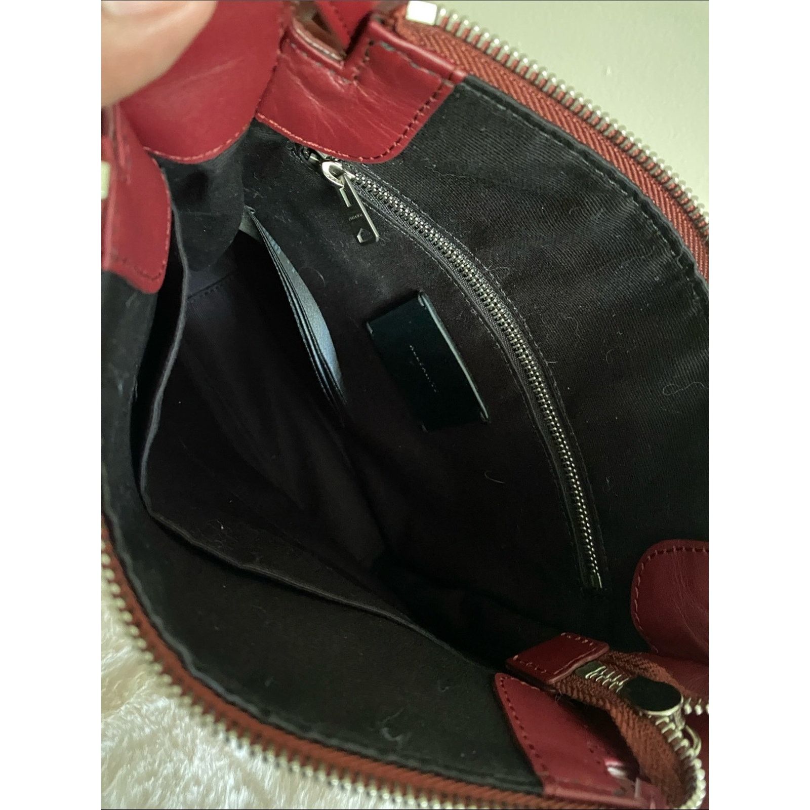 Allsaints All Saints Mori Whipstitch Suede Crossbody Bag in Maroon Size ONE SIZE - 15 Thumbnail