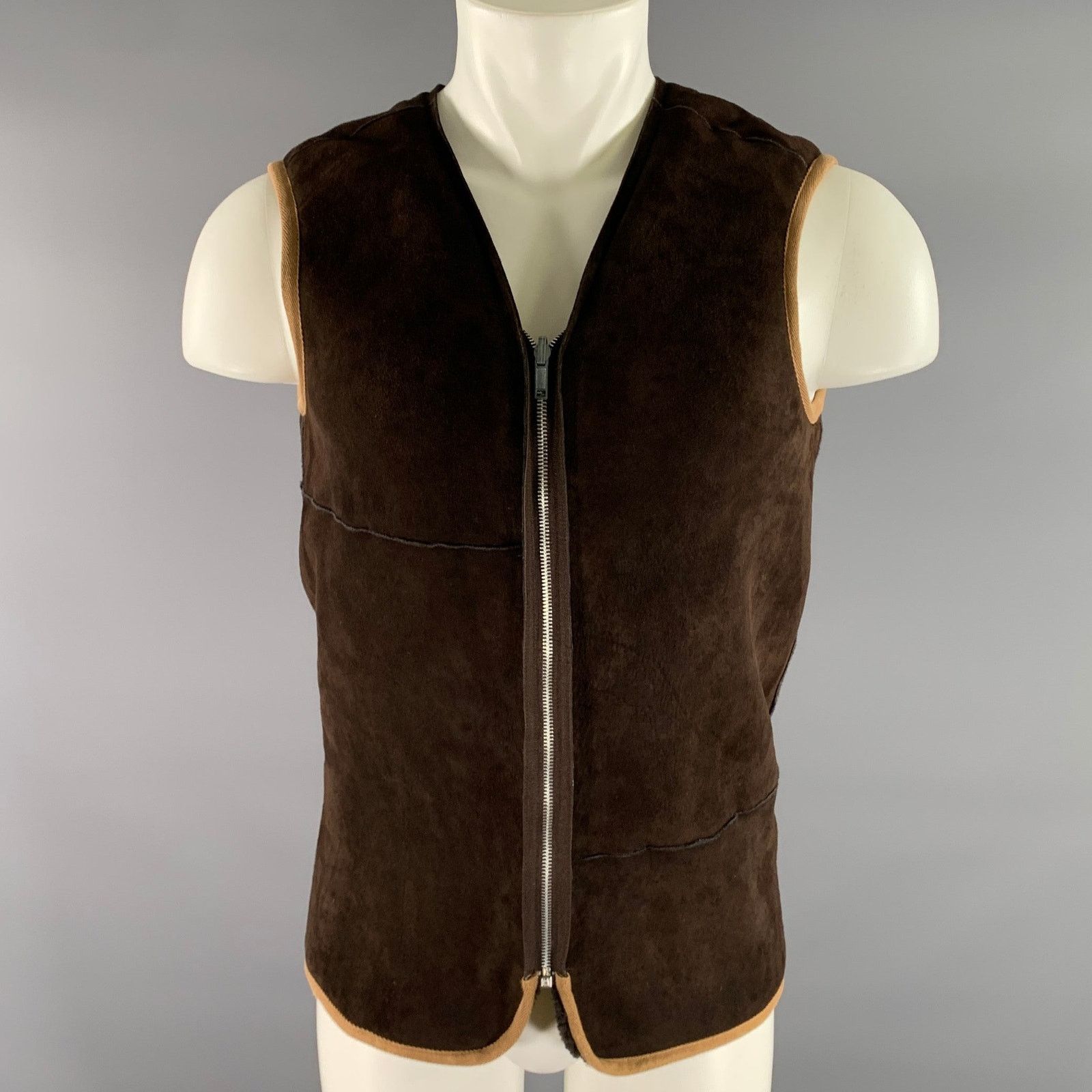 Maison Margiela MAISON MARTIN MARGIELA Brown Reversible Shearling Zip Vest Size US M / EU 48-50 / 2 - 1 Thumbnail