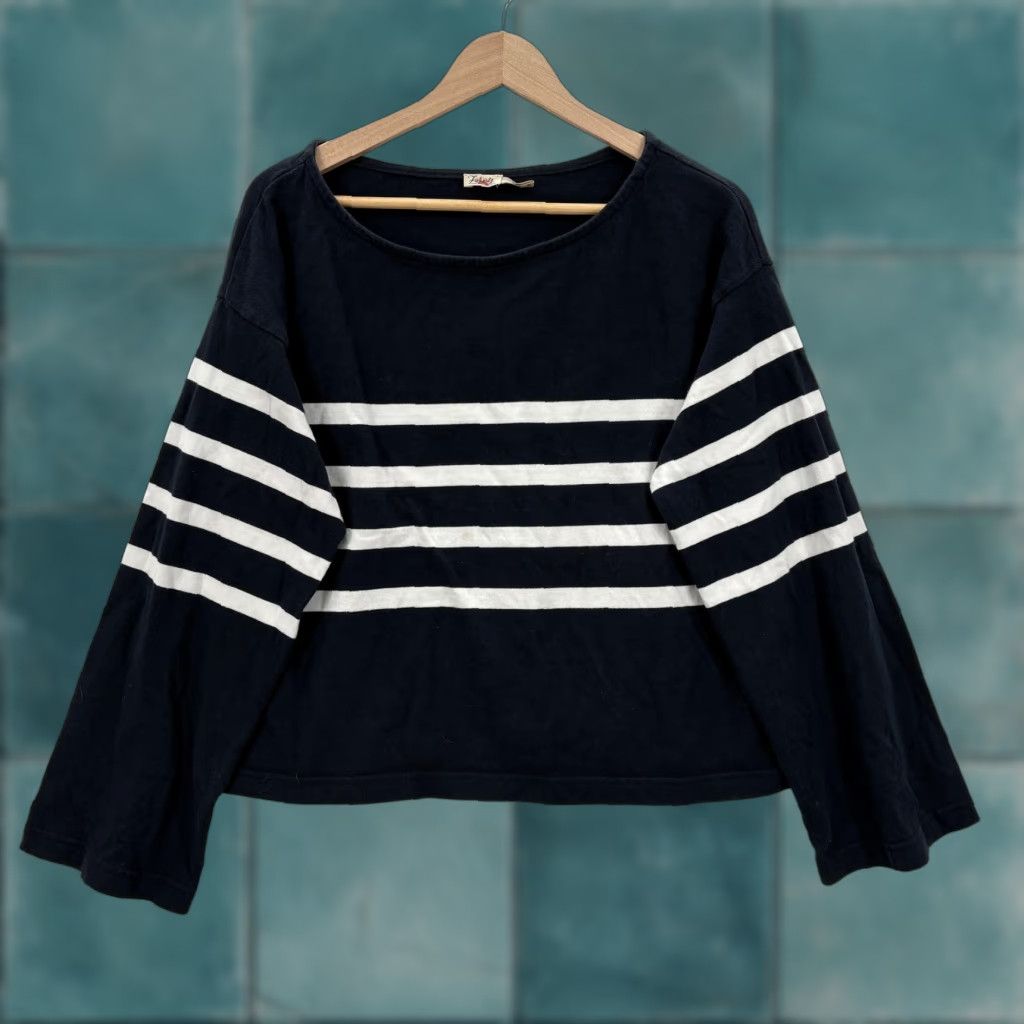 Faherty Faherty Shirt Womens Medium Navy White Stripe Boat Neck Cotton Top Nautical Size M / US 6-8 / IT 42-44 - 1 Thumbnail
