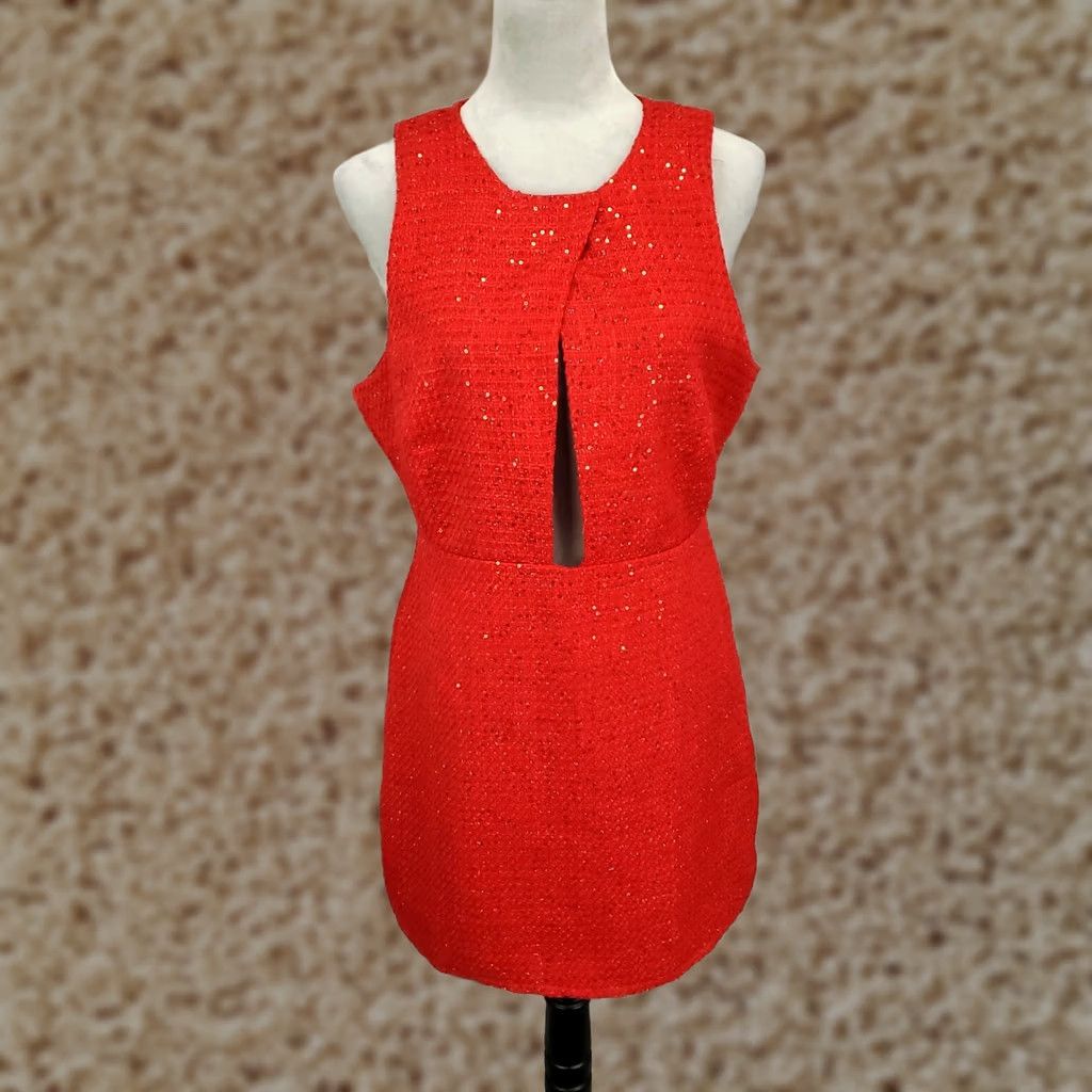 Vintage VINTAGE? New Le Lis Collection Dress Womens L Red Sparkle Sequin Mini Back Zip Lined Size L / US 10 / IT 46 - 1 Thumbnail