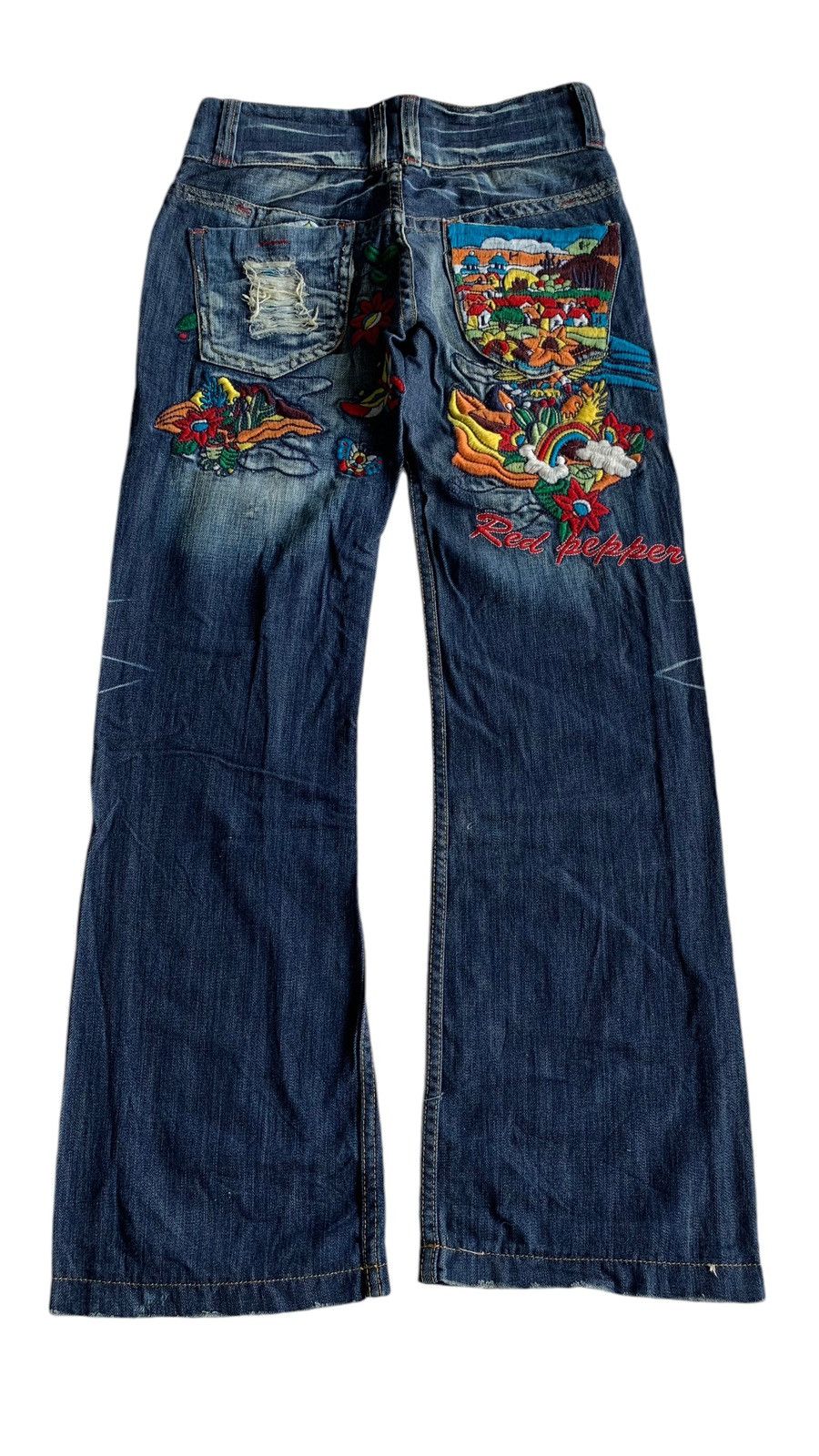 Tornado Mart FLARE RED PEPPER JAPANESE PUNK STYLE DISTRESSED DENIM🌈☠️ Size US 30 / EU 46 - 4 Thumbnail