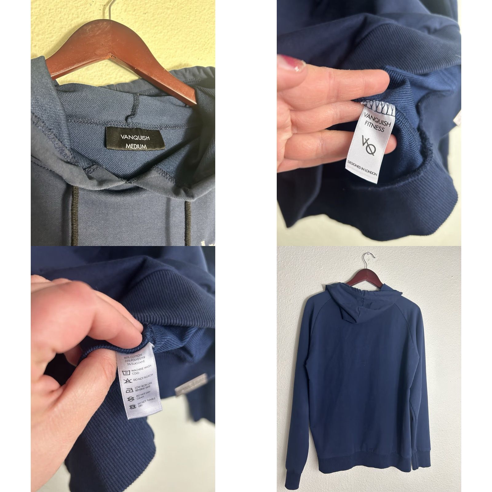 Vintage VANQUISH Fitness Mens Medium Pullover Hoodie Navy Blue Size US M / EU 48-50 / 2 - 8 Thumbnail