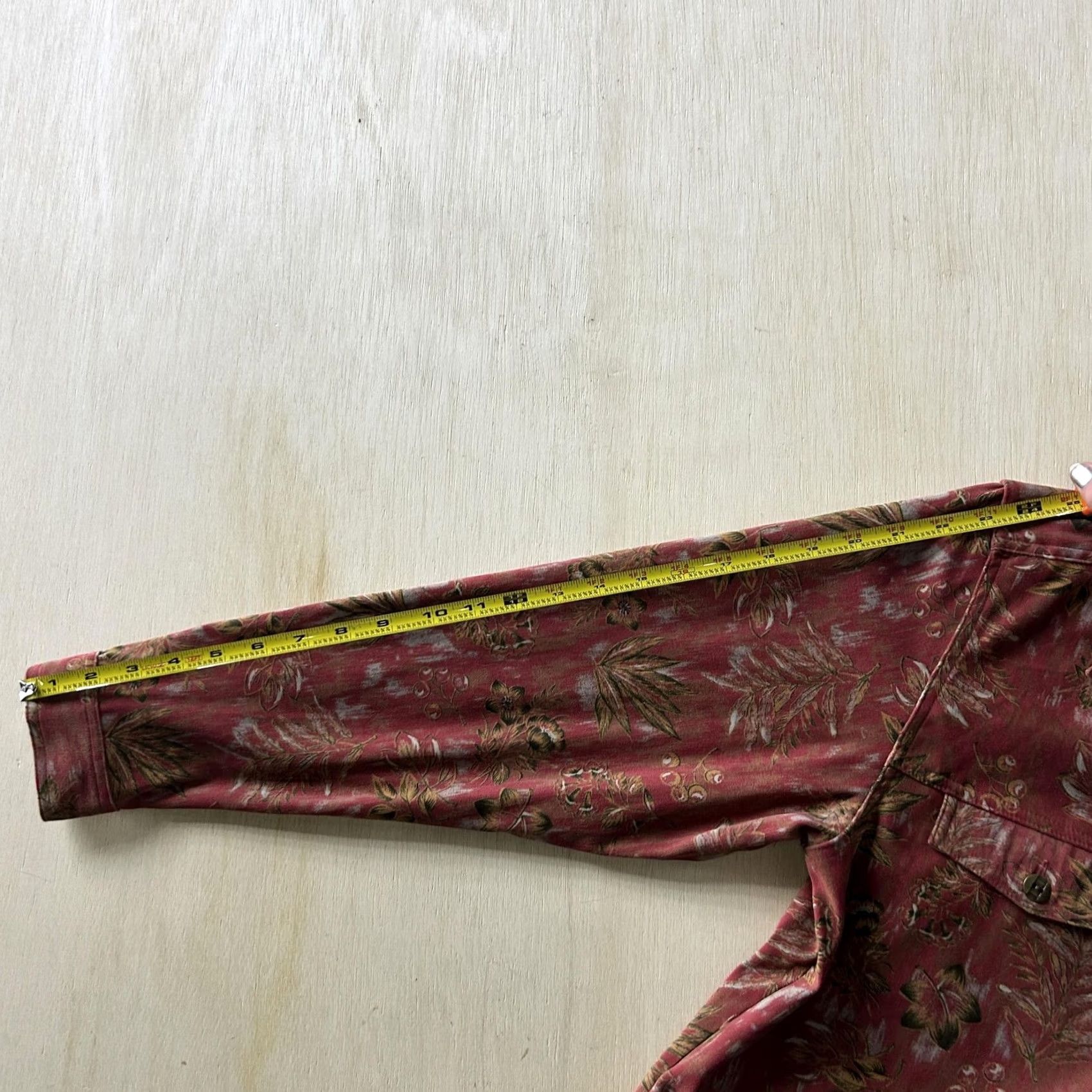 Vintage Christopher & Banks Jacket Womens Large Red Floral Denim Button Front Stretch Size L / US 10 / IT 46 - 5 Thumbnail