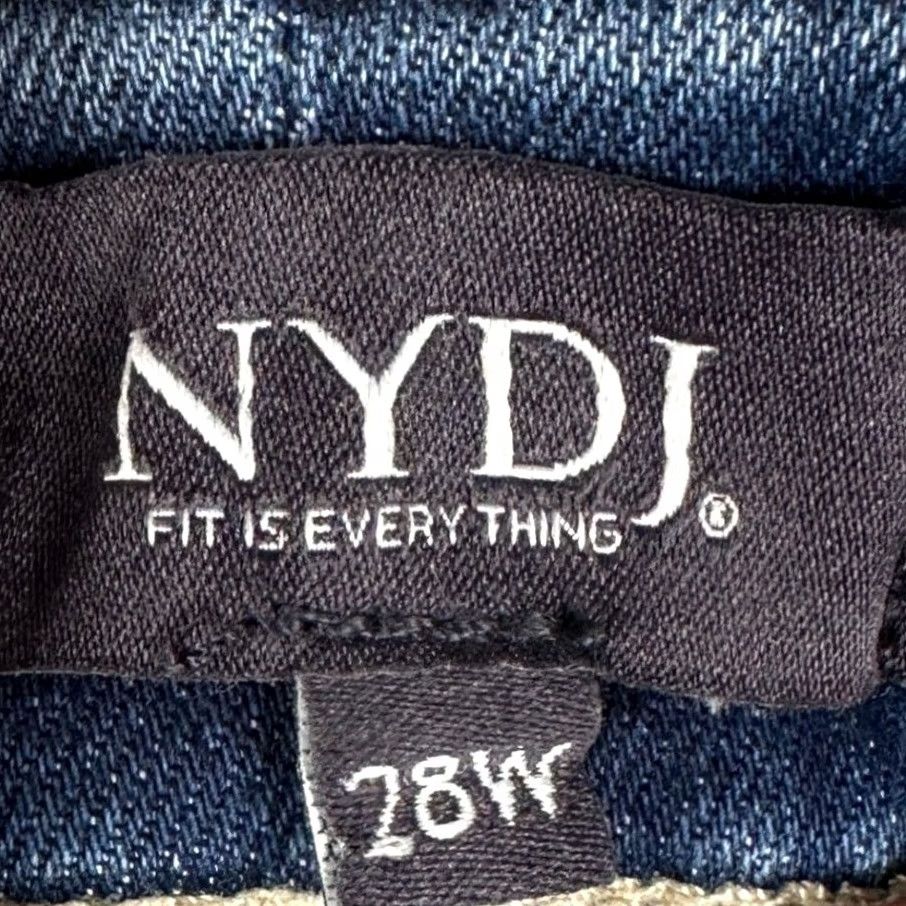 NYDJ VINTAGE not -> NYDJ Marilyn Straight Jeans Women 28W Plus Blue Paint Splatter Stretch Denim Size 28" / US 6 / IT 42 - 4 Thumbnail
