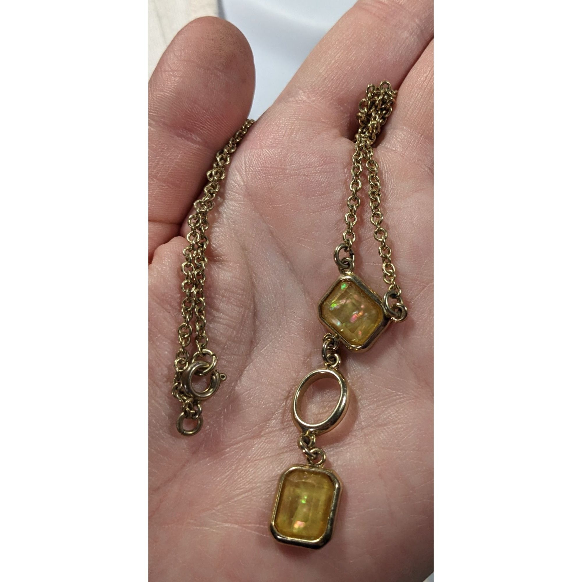 Other Elegant Glam Yellow Gemmed Gold Tone Y Drop Necklace Size ONE SIZE - 7 Thumbnail