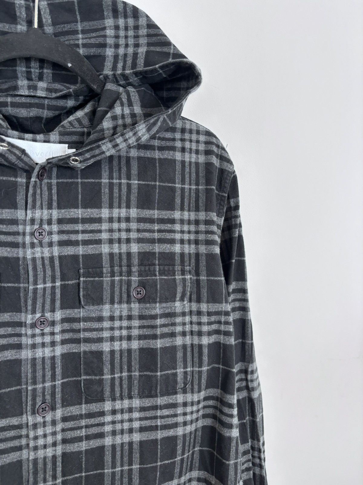 thisisneverthat thisisneverthat Grey/Black Plaid Check Hooded Flannel Shirt Size US S / EU 44-46 / 1 - 5 Thumbnail
